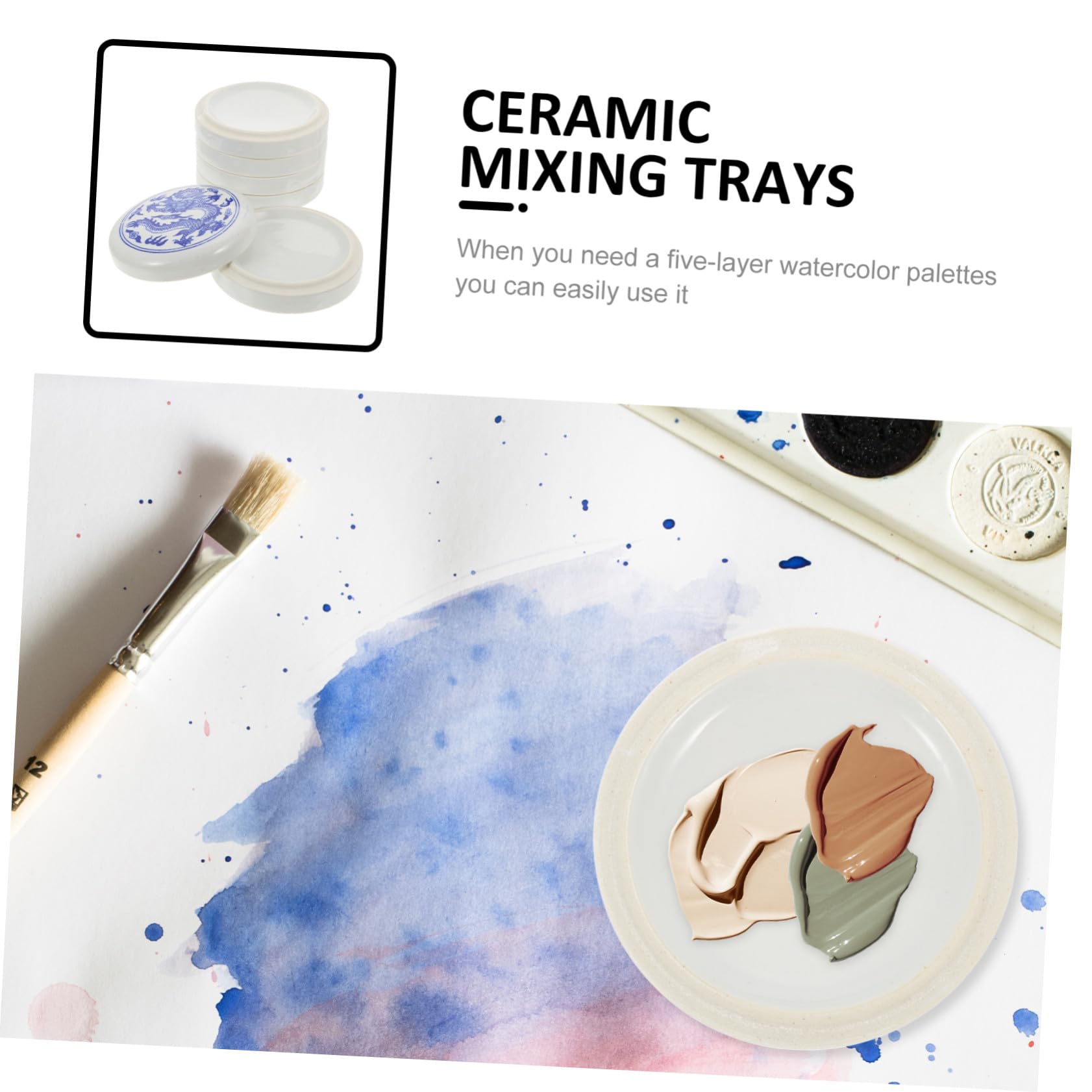 Keramik Stapelbar Mehrzweck Mischschalen für DIY Künstler Pigment Tabletts für Aquarellmalerei Tragbar und Praktisch