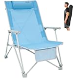 Oversized Heavy Duty Beach Chair,Folding High Back Portable Camping Lawn Chairs for Adults with Armrest,Headrest,Pocket for Outdoor Camp Festival Sand Concert Travel Picnic BBQ Sport,265 LBS