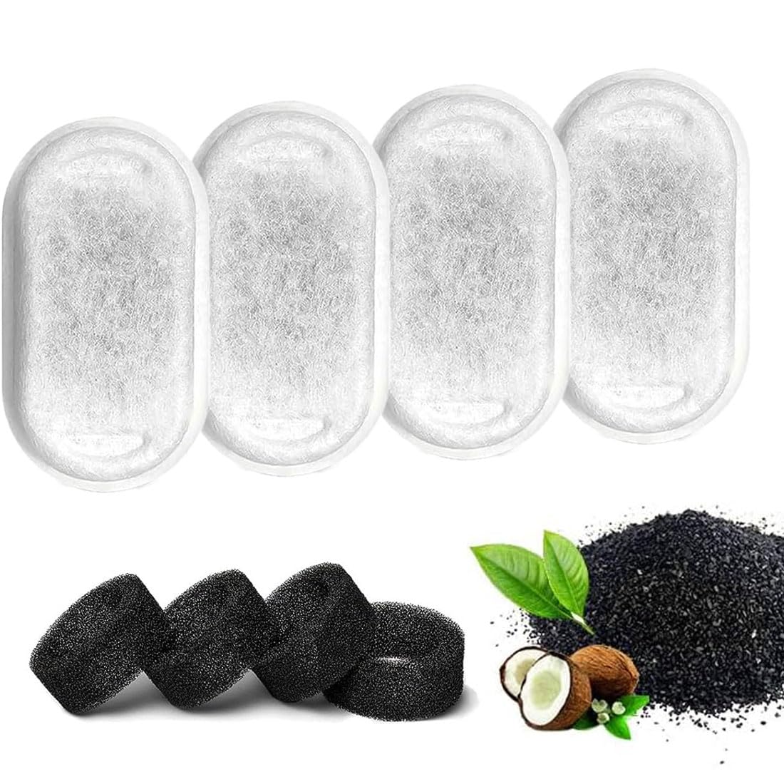 LEEQBCR 4 Pieces Carbon Filter and 4 Pieces Foam Sponge