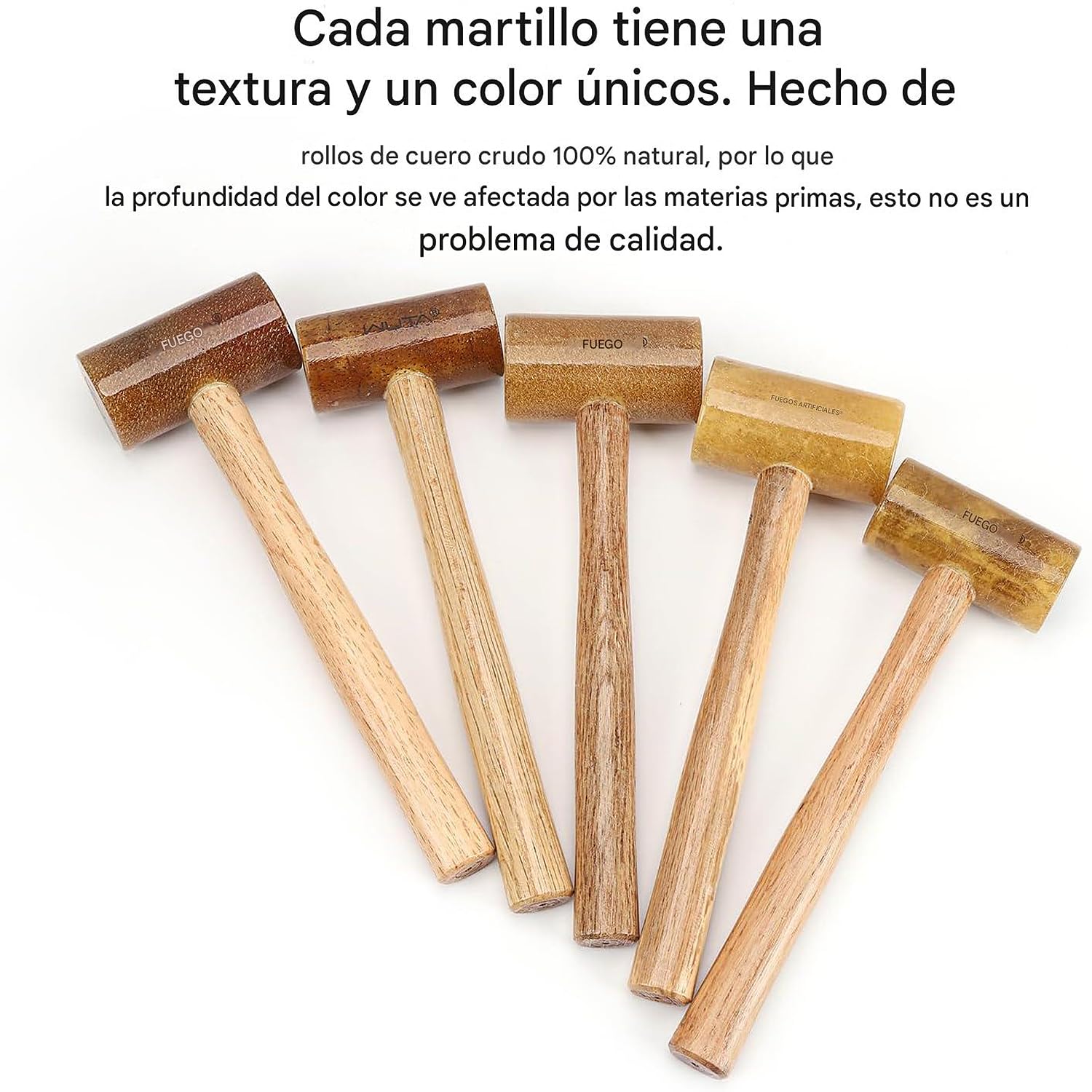 WUTA Mazo de cuero crudo, martillo de cuero, herramientas de cuero punzonado, buena capacidad de amortiguación (42 mm)