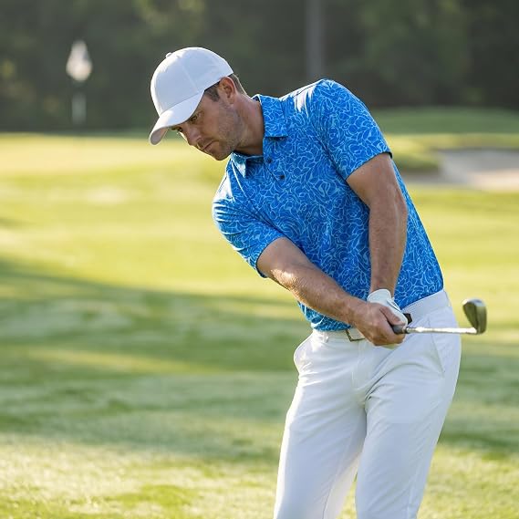 Mens Golf Shirts Short Sleeve Dry Fit Printed Polo