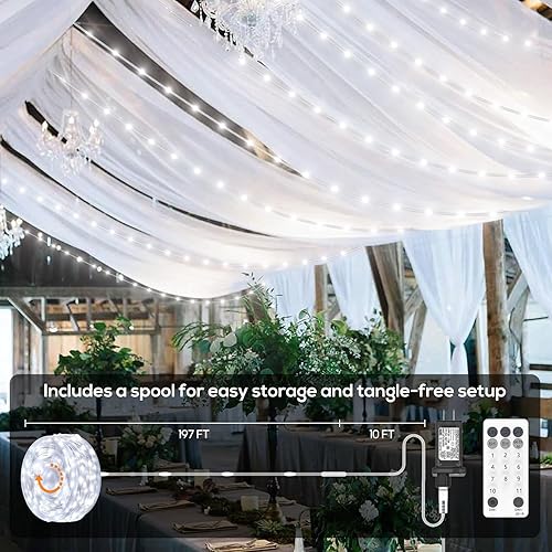 Miniatura 8 de Luces de Navidad para exteriores, 206 pies, 600 luces LED que cambian de color, impermeable, 11 modos, temporizador, para patio trasero, jardín,