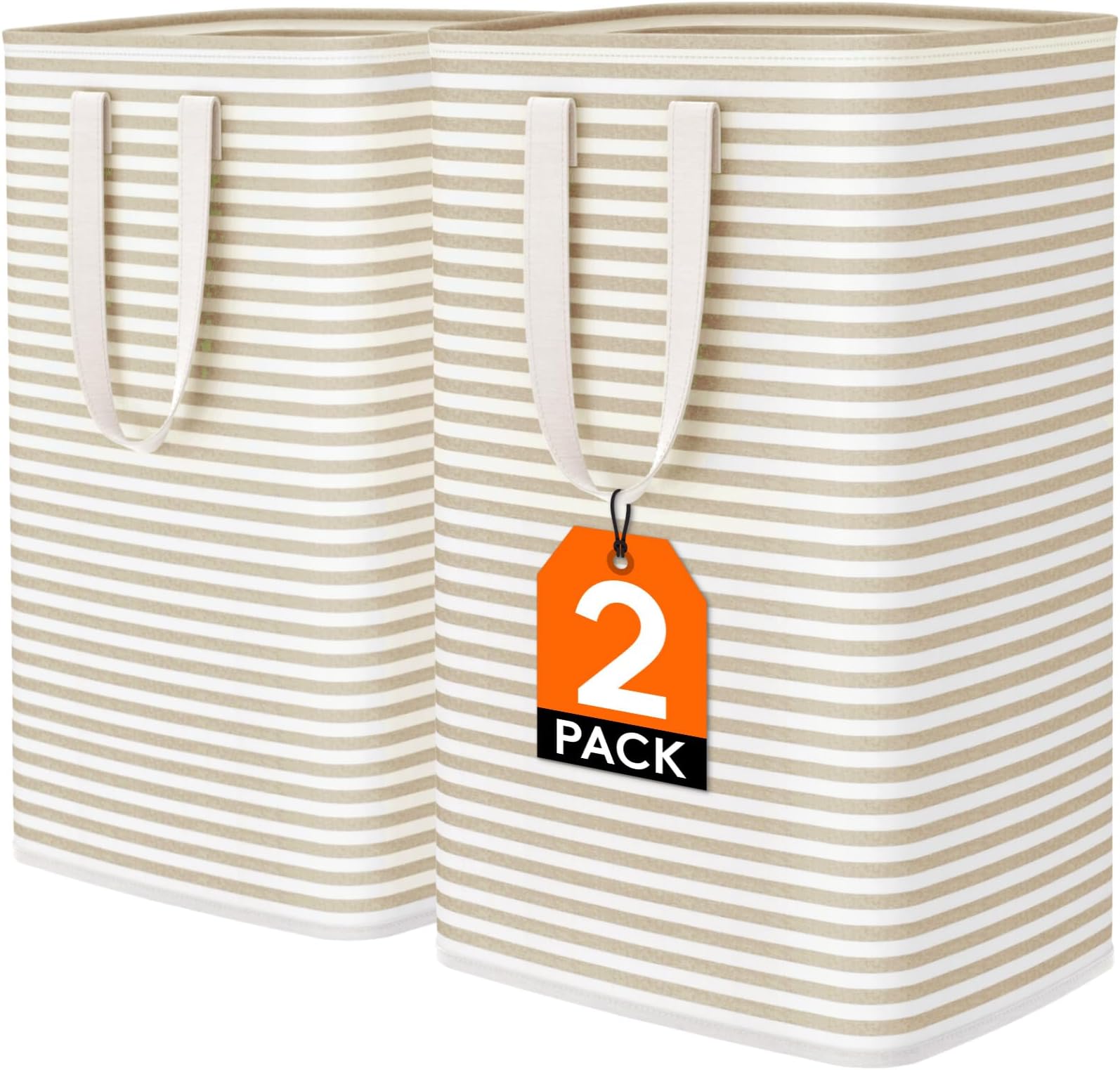 Lifewit 75L Large Laundry Baskets, 2 Pack, Reinforced Handles, Beige