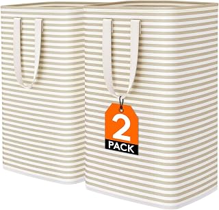 Lifewit 75L Large Laundry Baskets, Laundry Hampers Bags, 2 Pack, Beige