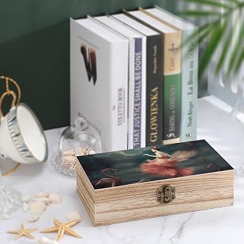 Wooden Storage Box with Hinged Lid And Front Clasp Large Keepsake Box A Night of Miracles And Magic Jewelry Box Wooden Storage Bins Office Desk Organizer
