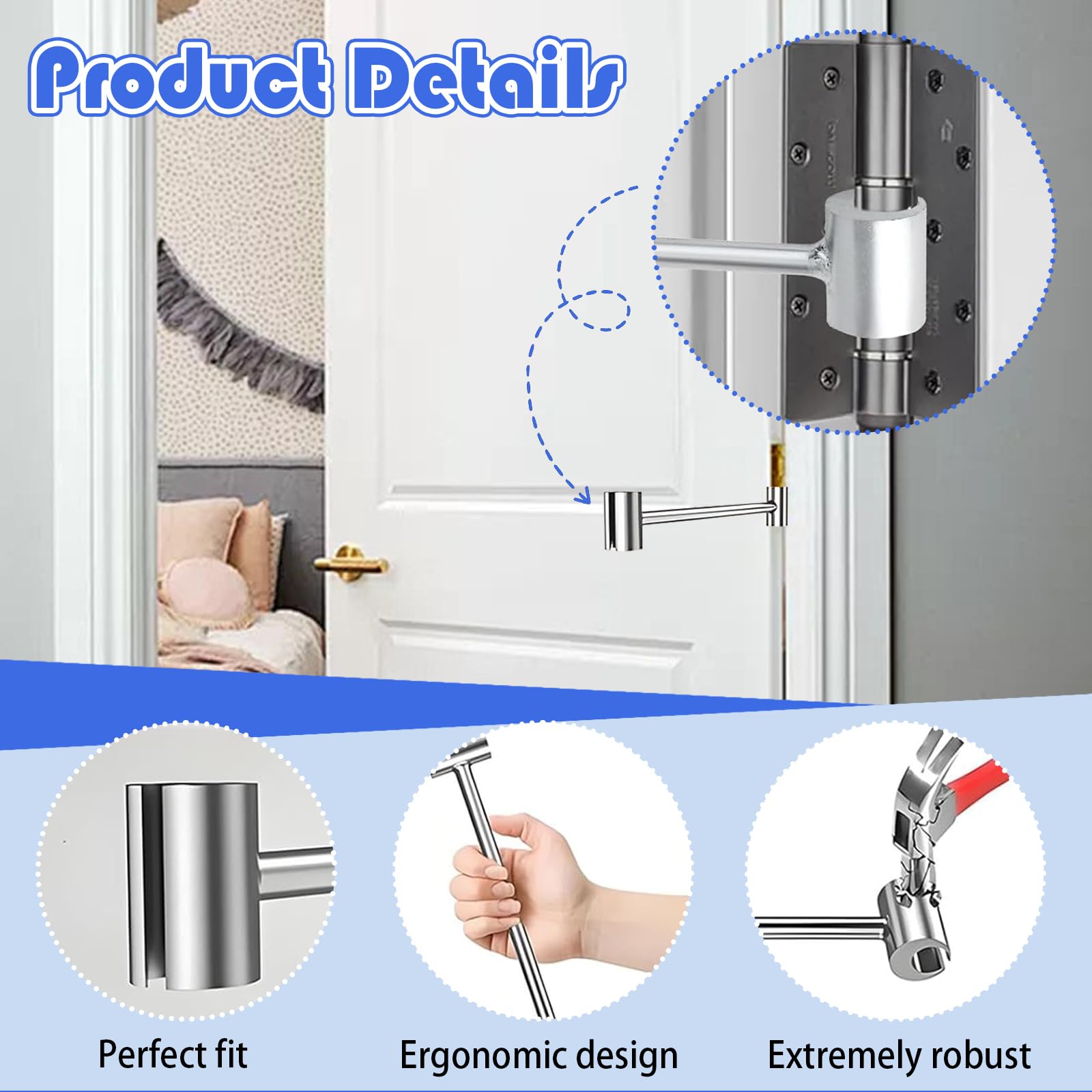 VOIDHUES 2Pcs Hinges Gap Adjusting Wrench Door Hinge Adjustment Tool 0.55-0.75-0.9-0.98in Suitable for Heavy-Duty Fireproof Clean Room Safety Doors - Image 3