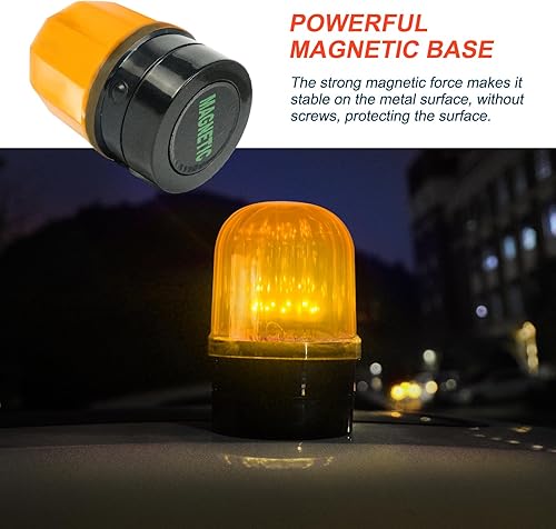 Miniatura 3 de Luz intermitente de 6 pulgadas, luz estroboscópica LED ámbar con base magnética para vehículos, carretillas elevadoras, tractores, carritos de golf,