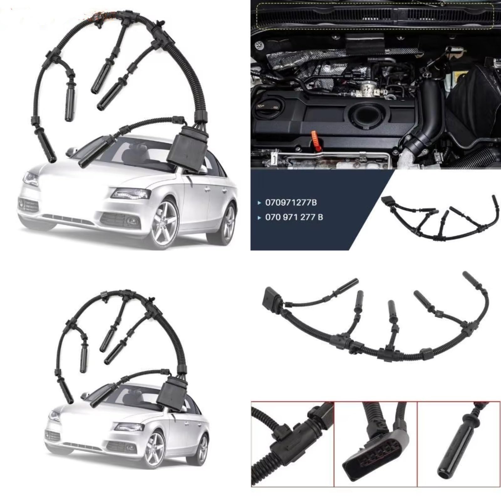 Compatibile Con Per Transporter 2003-2010 Cablaggio Candelette Per Auto Accessori Di Ricambio Cablaggio Candelette Auto Motore 070971277B 299220 candela preriscaldamento