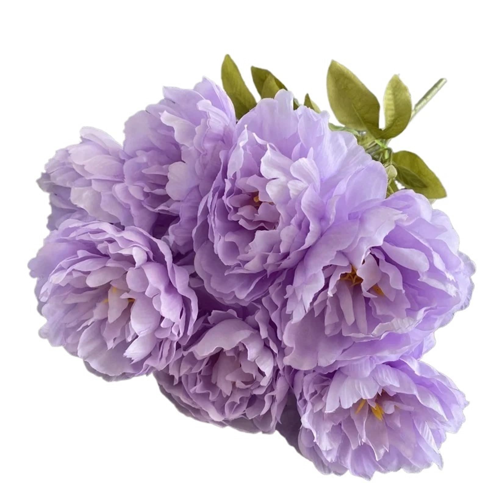 FonHNDG Artificial Flower Branches 5 Pcs Simulation Seven Peony Silk Flowers Bouquet Home Living Room Wedding Decoration(Color6)