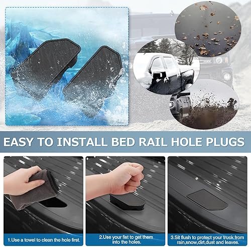 Miniatura 6 de Shademax Fundas de bolsillo para estaca de ajuste personalizado para GMC Sierra y Chevrolet Silverado 2019-2020 tapones de agujero para barandilla