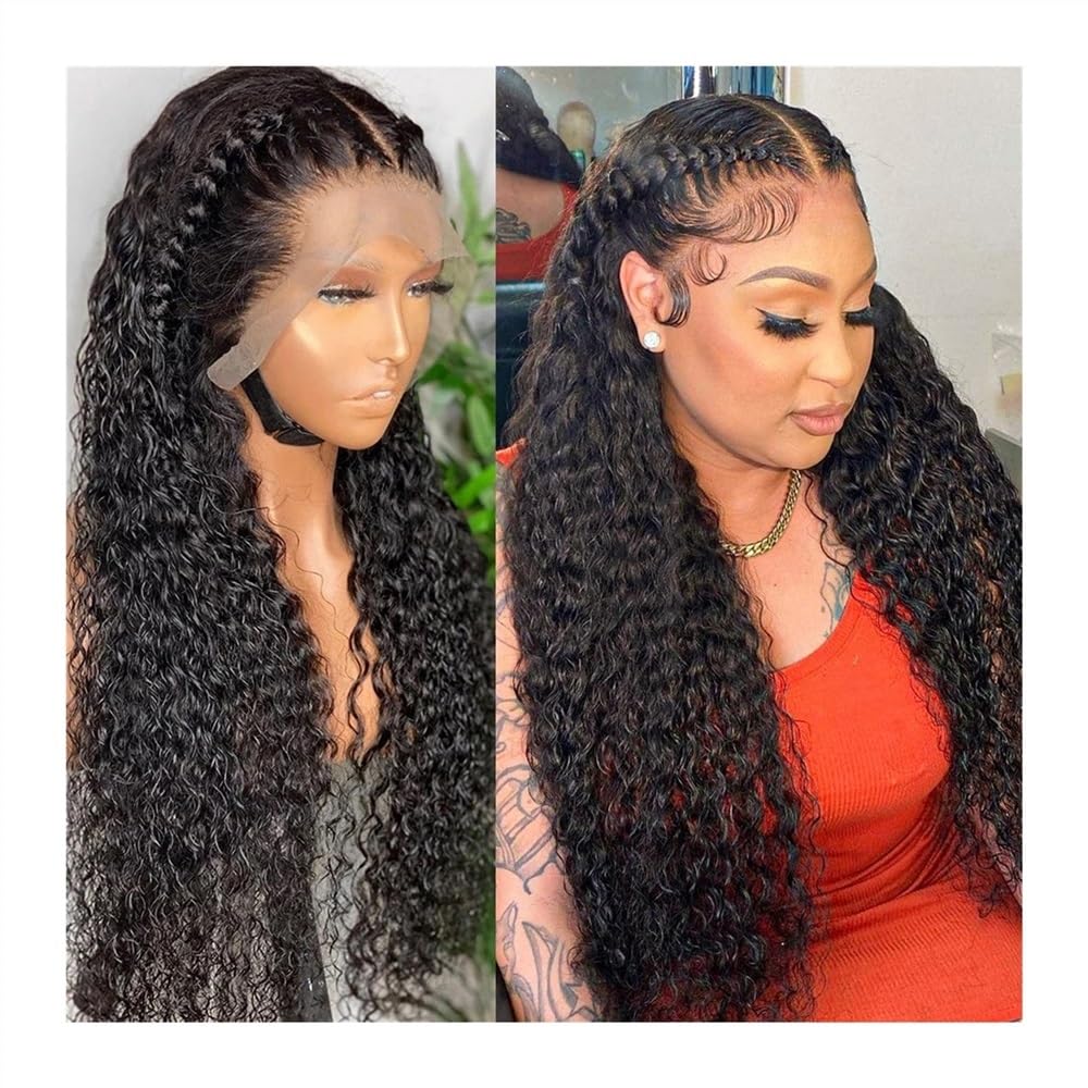 Parrucca Frontale In Pizzo HD Deep Wave 13x4 Con Capelli Umani, Parrucca In Trasparente Senza Colla, Riccia Onde Naturali, Remy Brasiliani(24inches)