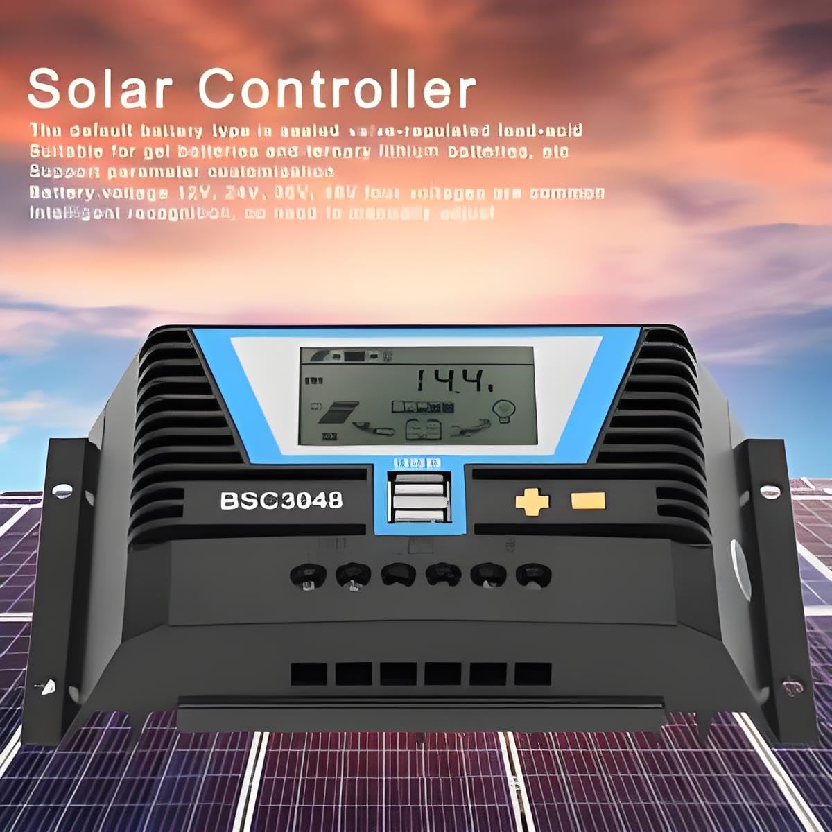 Fafeicy Solar Laderegler BSC6048 Wasserdichter Solarpanel Regler 60A 12V/24V/36V/48V Multifunktional Für Verschiedene Batterietypen