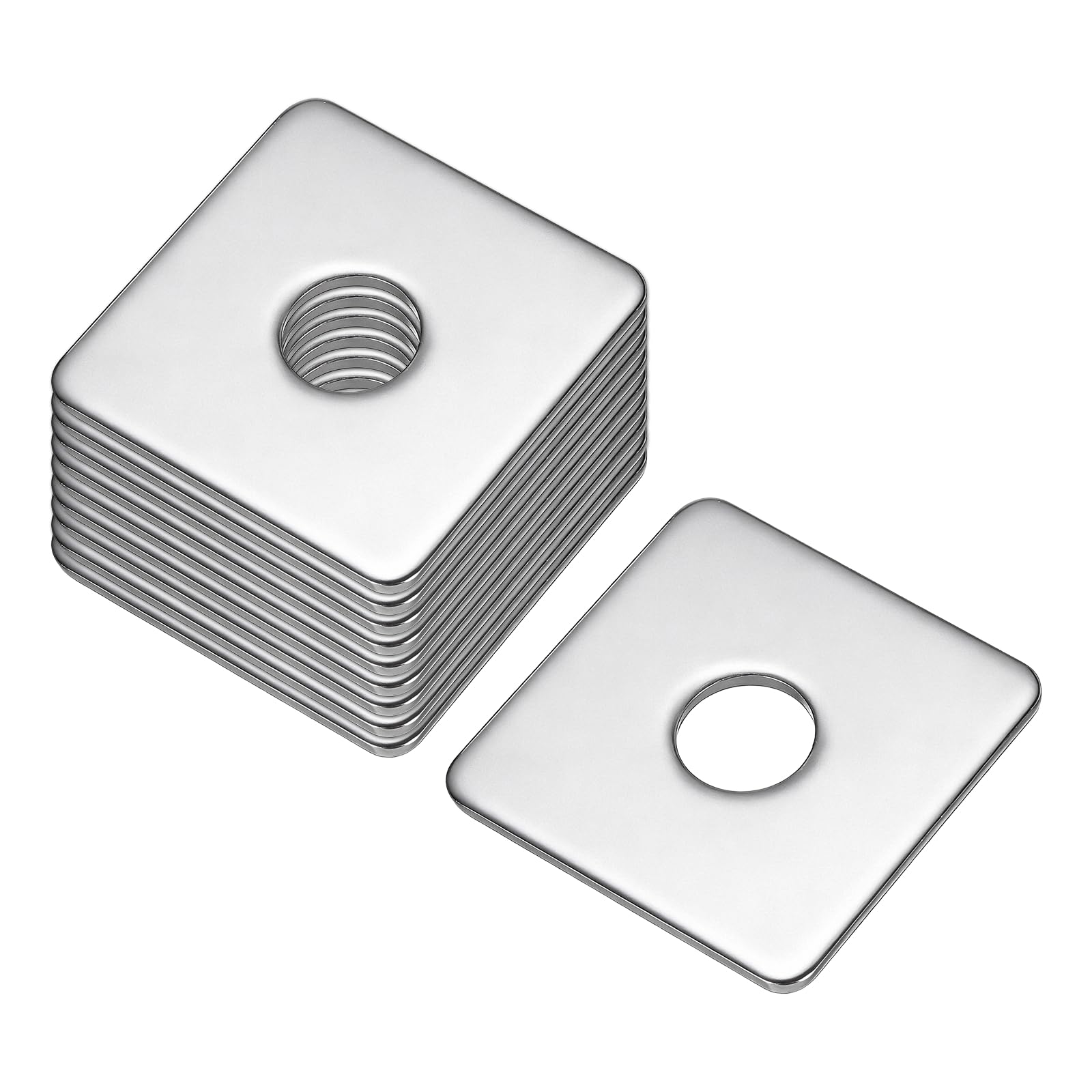 sourcing map Square Washer, 10Pcs M10x35x35x2mm 304 Stainless Steel Square Plate Washers Flat Pad Spacer Gasket for Hardware Fastener โ image 1