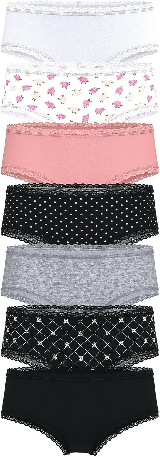Victoria's Secret Women's Lace & Cotton Cheeky Underwear, Minimal Coverage Panties for Women, Multi Pack (XS-XXL)