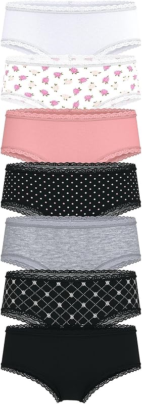 Women's Lace & Cotton Cheeky Underwear, Minimal Coverage Panties for Women, Multi Pack (XS-XXL)