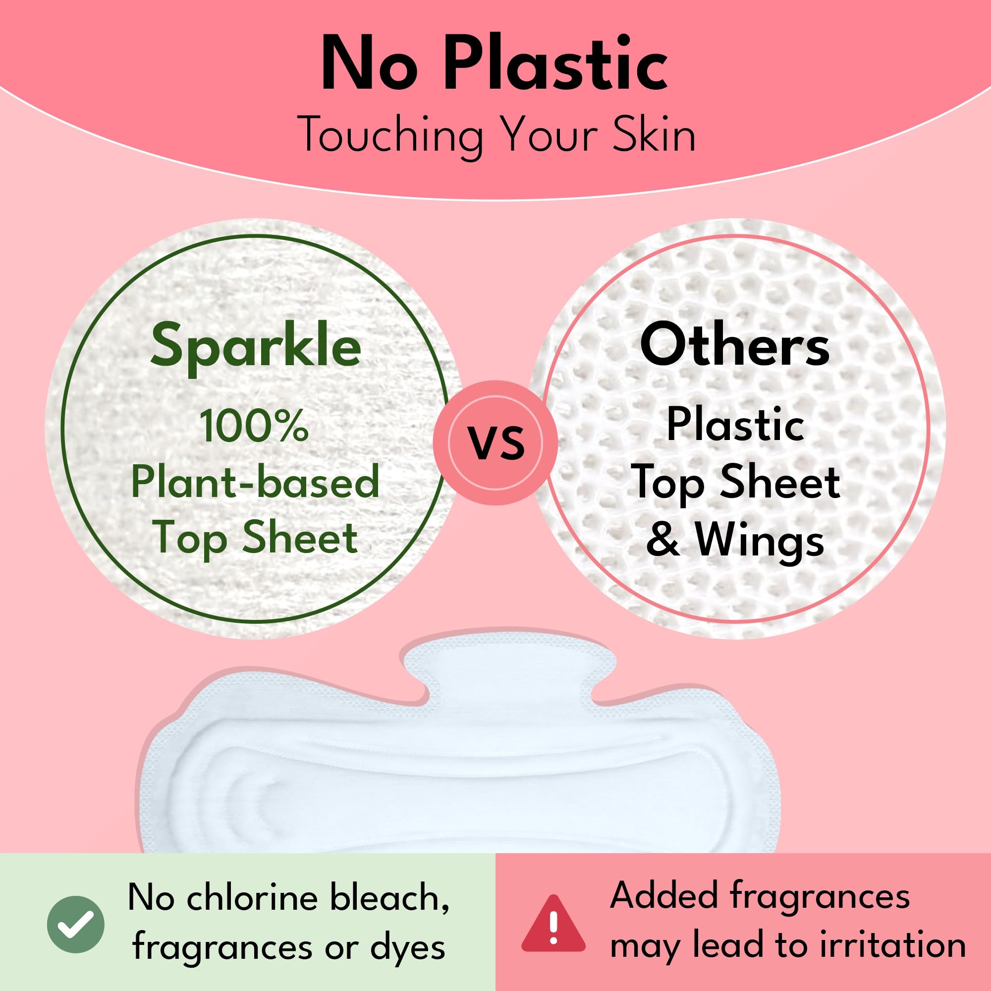 Sparkle Maxi almohadillas supersuaves, ingredientes a base de plantas, certificado por USDA, sin perfume, sin cloro, absorción superior (durante la noche, 10 unidades)