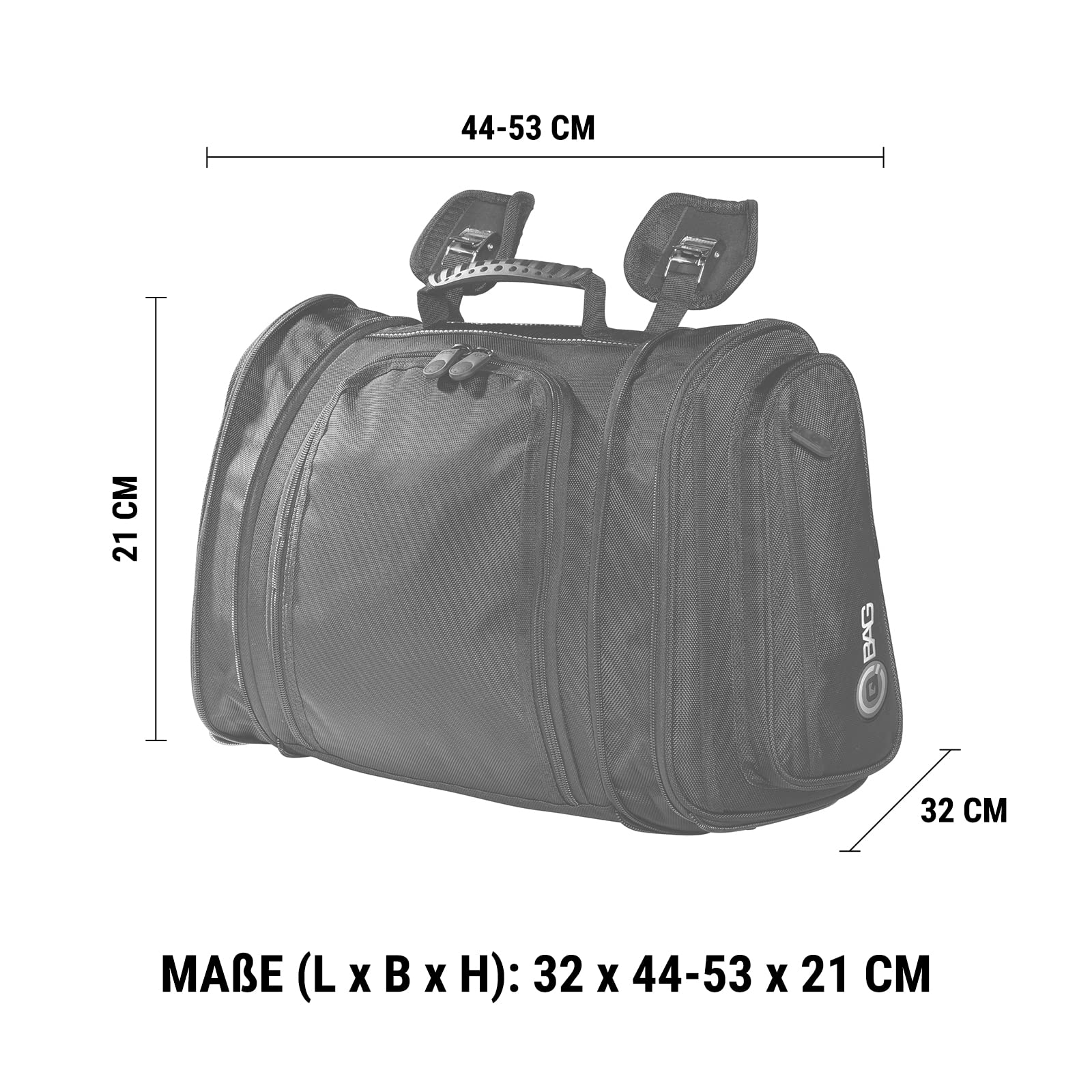 QBag Hecktasche 05 – 14-20L Stauraum – Schwarz – Robustes 900D Polyester
