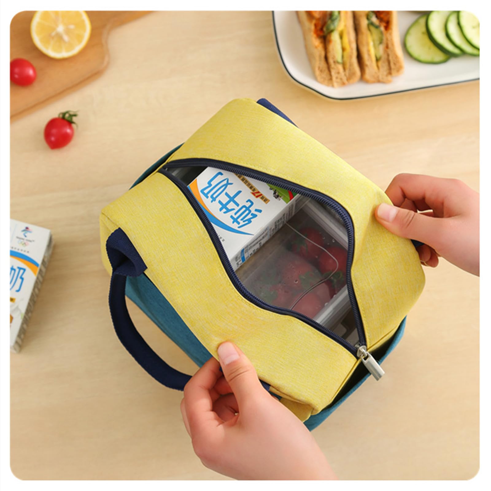 Borsa Termica Porta Pranzo Impermeabile - 22x14x21 Cm, Isolante, Leggera, Con Manico Imbottito - Foto 4