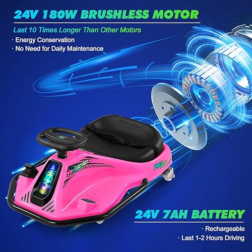 Miniatura 3 de JOYLDIAS Coche de deriva giratorio de 360 grados, 24 V eléctrico a la deriva para niños con velocidad altabaja, motor sin escobillas de 24 V, luces