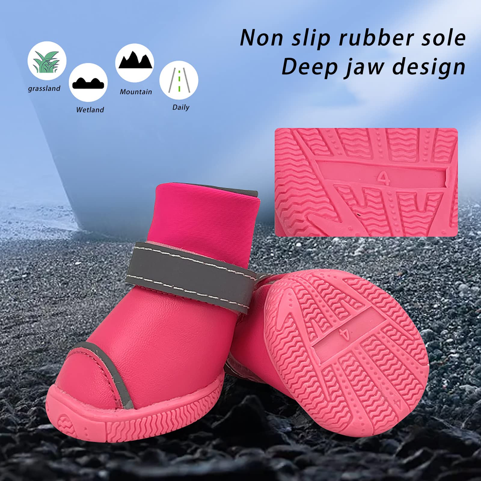 Bottes de Protection pour Chien Ensemble Imperméable Chaussures Chien Antidérapantes Chaussures Chiens Chaudes Résistantes pour Les Chiens