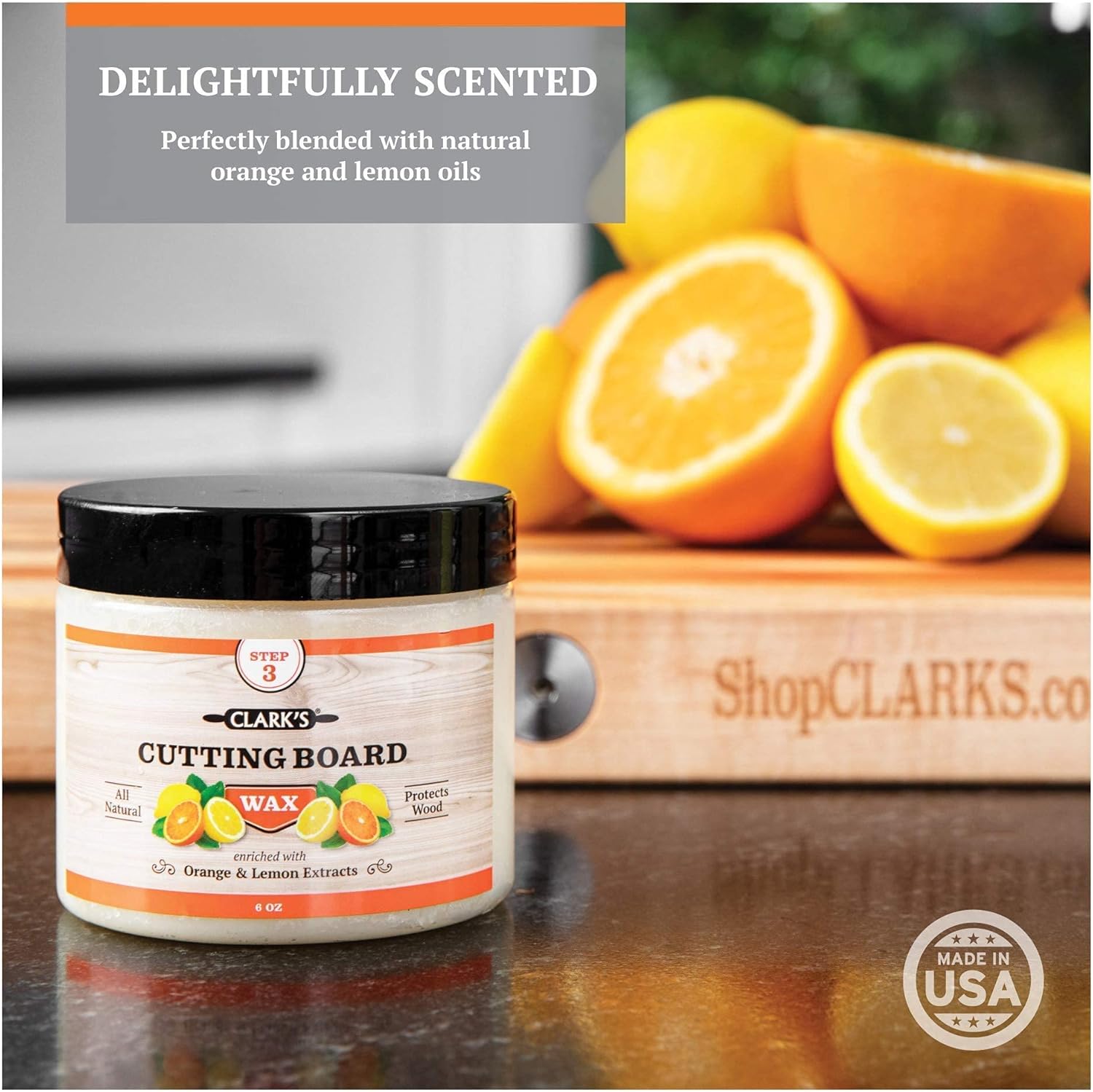 CLARK'S Orange Cutting Board Oil, Wax, and Buffing Pads | Orange Cutting Board Care