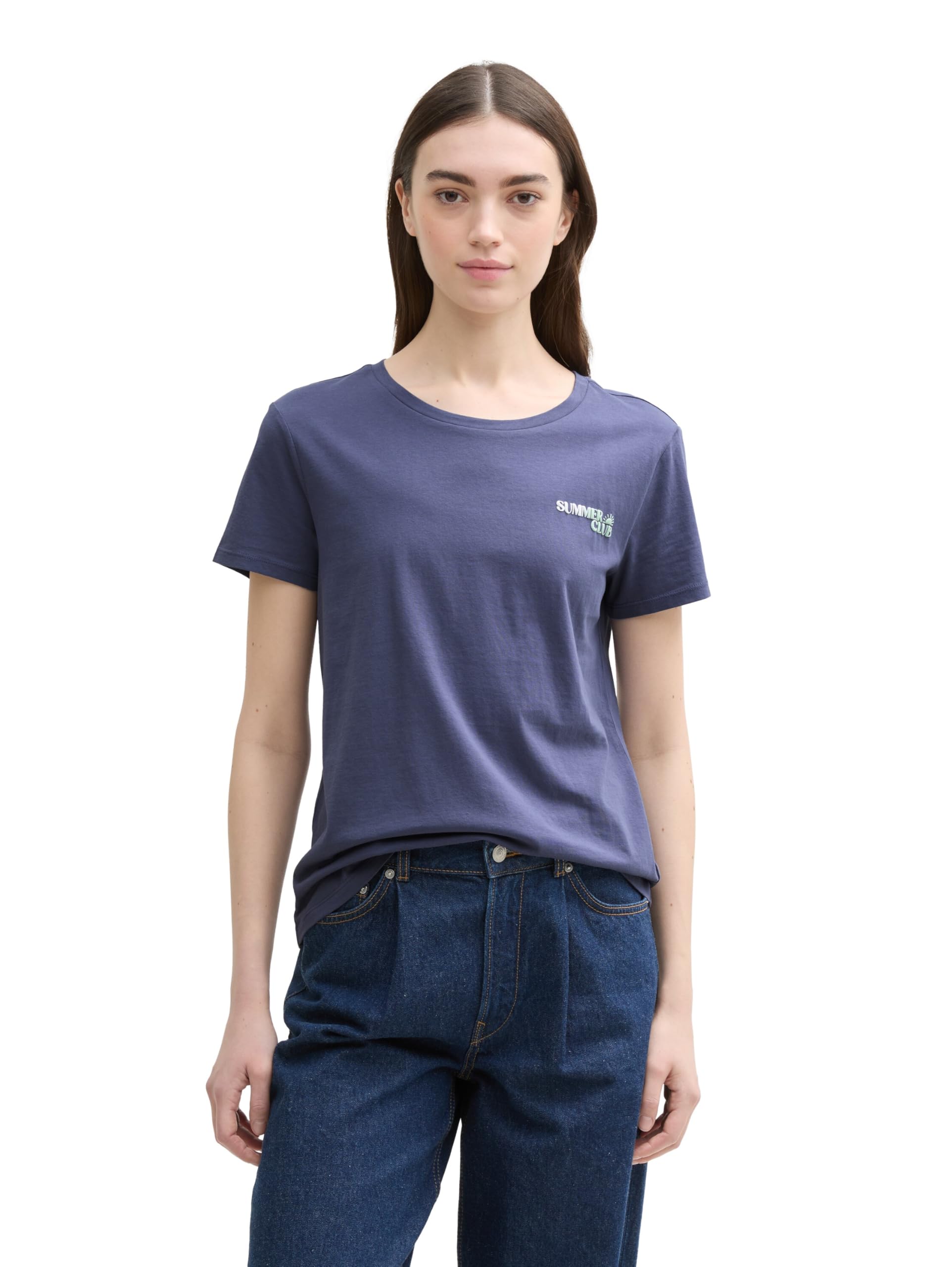 Tom Tailor Denim Damen T-Shirt mit Schriftzug
