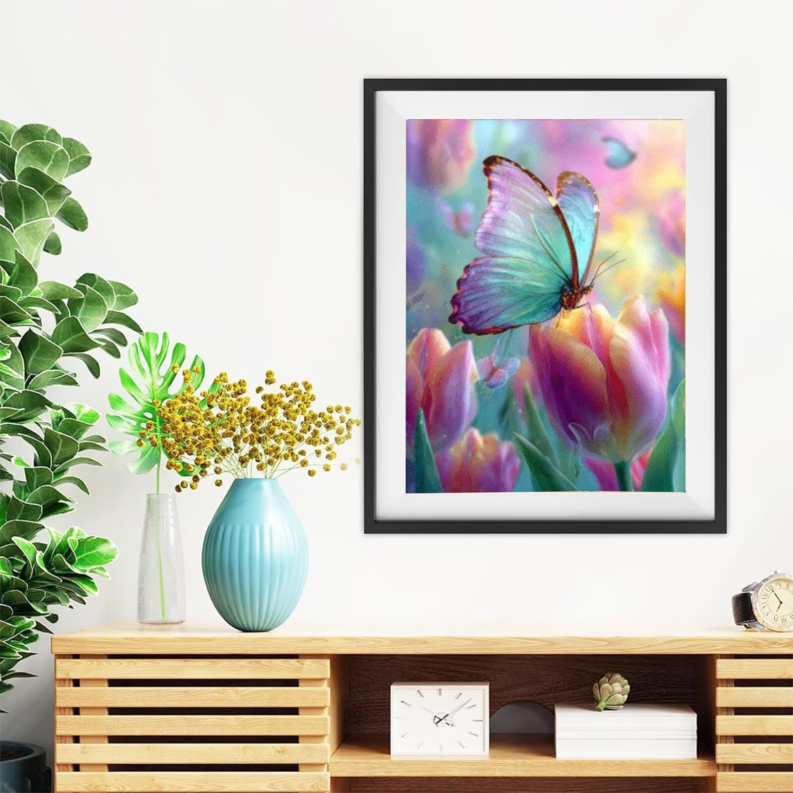Generisch Schmetterling Diamond Painting 90x120cm Bastel- und Geschenkset für Mädchen 8-10 Jahre, Diamant Painting Blume Bilder, inkl. Zubehör, Kreativset für Kinder, DIY Basteln. G-656