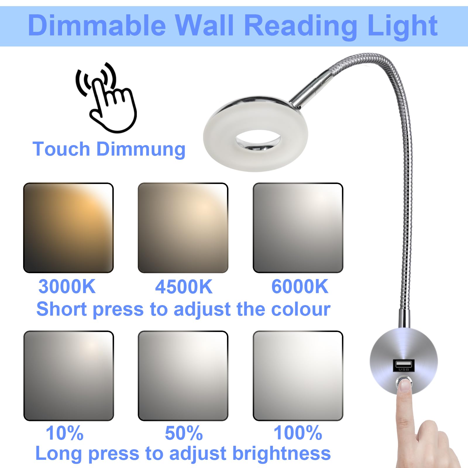 LED-Wandleuchte, Nachttisch-Leselampe Mit Schalter, Produktbild-Vorschau 6