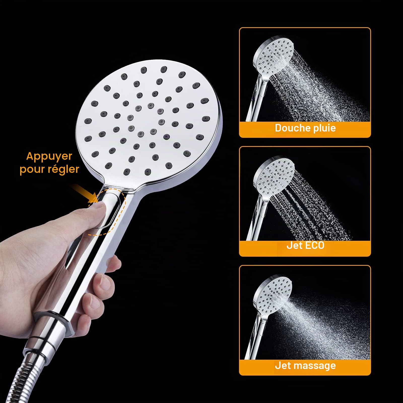Ibergrif - Colonne de Douche Encastré avec Mitigeur Thermostatique, Flexible, Tête, Douchette, Support, Chromé