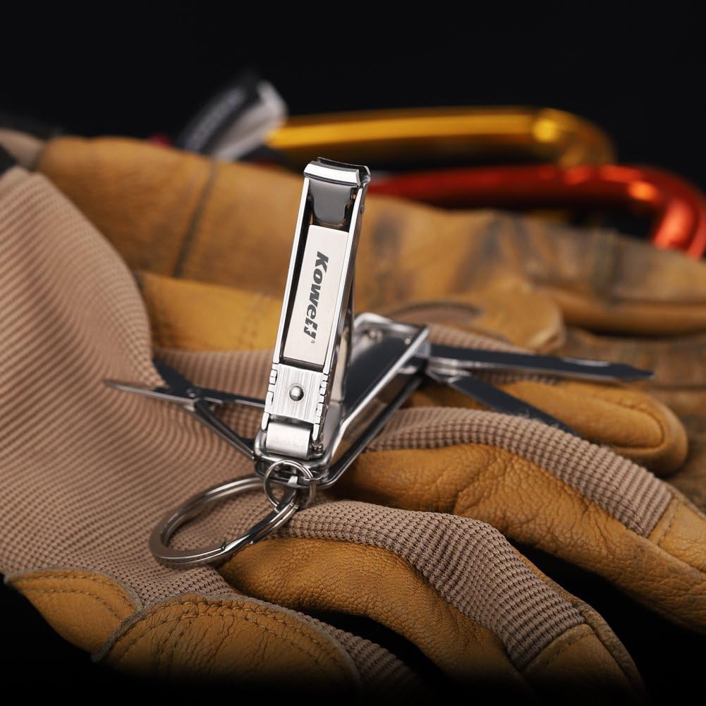 Kowell, Multi Tool Nail Clippers, Multi Purpose Pocket Knife, Nose Hair Scissors, Nail Files, Screwdriver, Key Chain for Travel, Camping, Fishing, Hiking, Mini Multi Nail Clippers