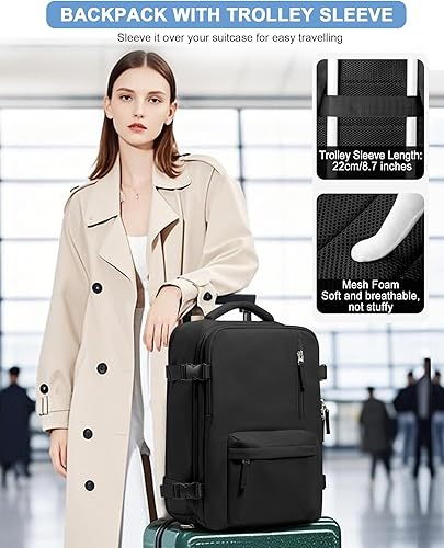 Miniatura 4 de VGCUB Mochila grande de viaje para trabajo, negocios, mochila para computadora portátil aprobada para vuelo, para mujeres y hombres, mochila de