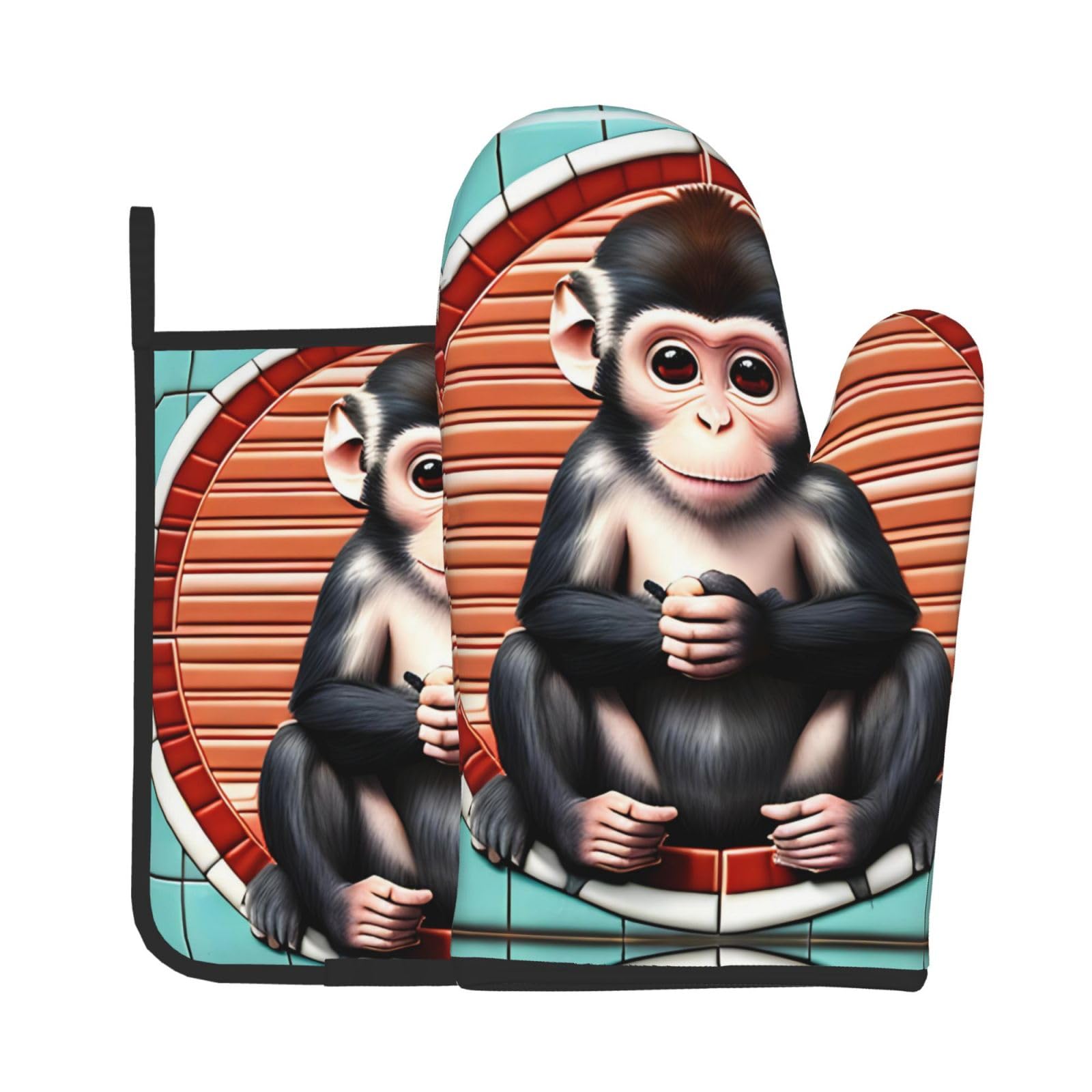Oven Mitts and Potholders Set of 2 for Kitchen Baking Cooking GrayThe Silent Monkey Thick and Durable