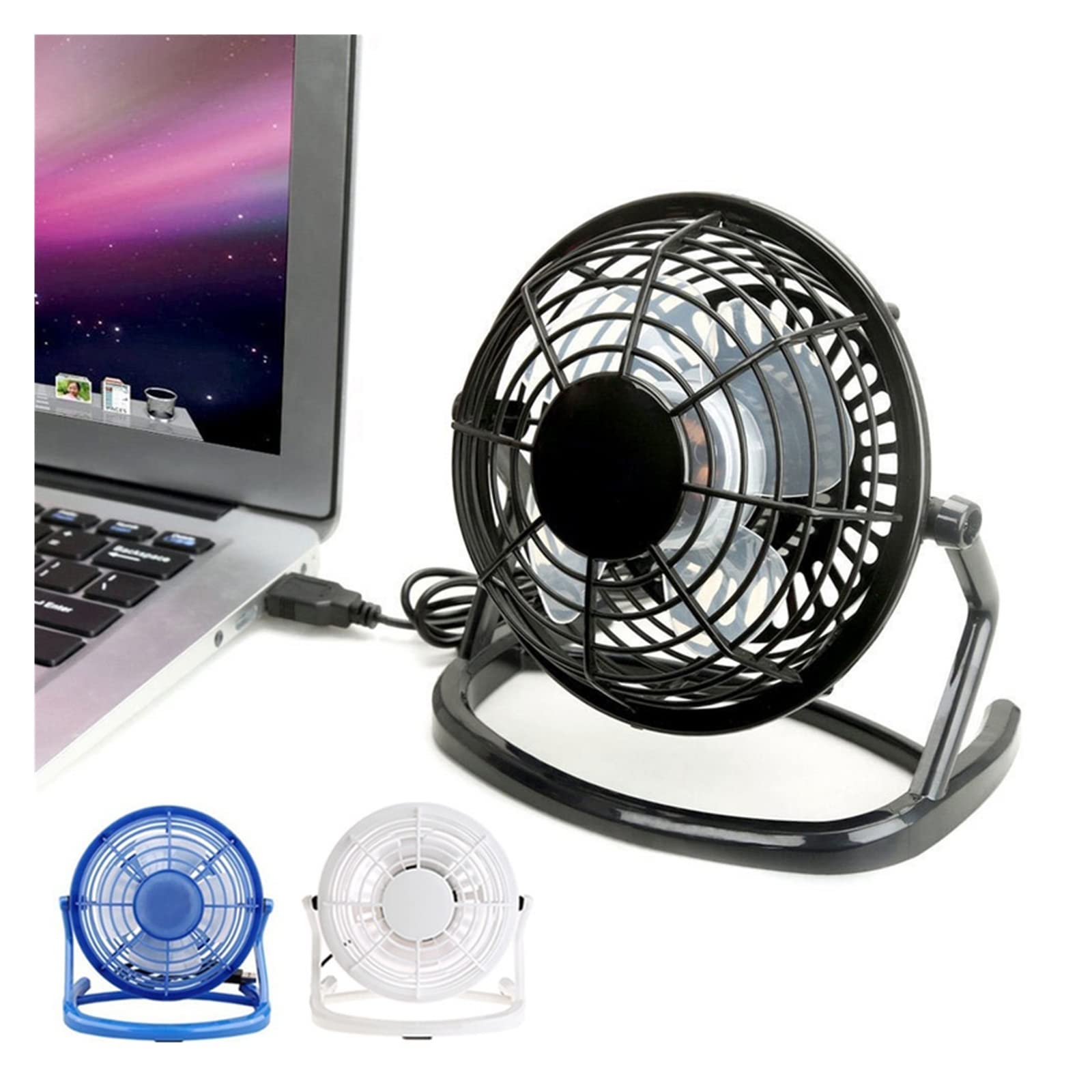 Ventilatore piccolo, Ventola silenziosa USB universale for PC domestico in ufficio(White)