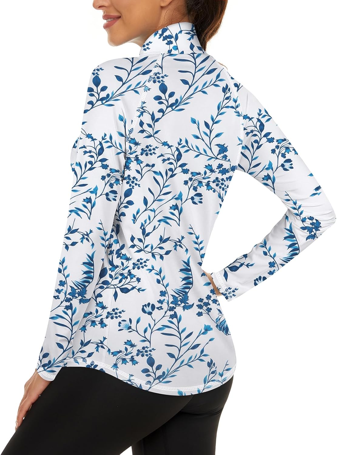 LURANEE Womens UPF 50+ Long Sleeve 1/4 Zip Pullover Athletic Hiking Running Workout Tops - Image 2