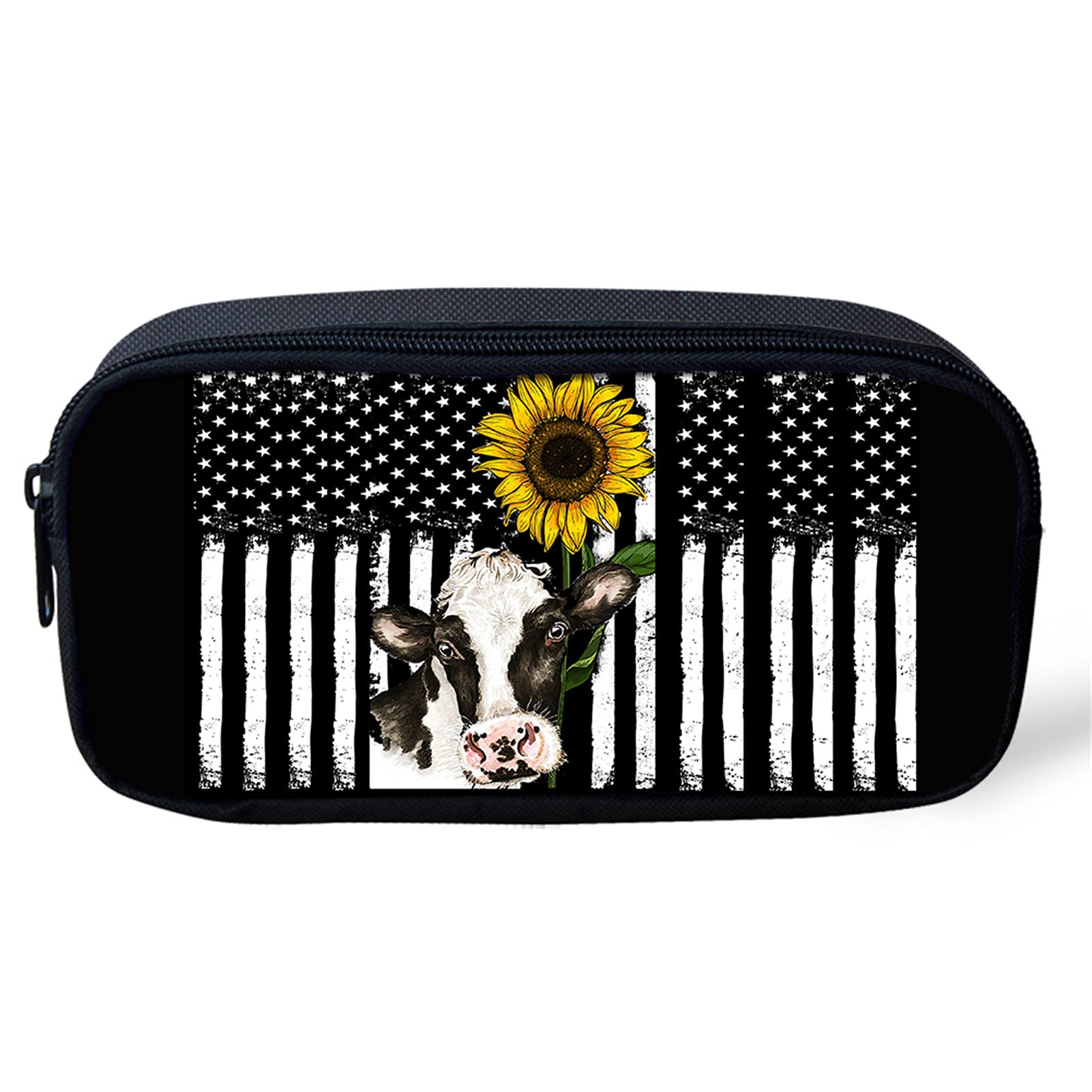 Belidome Vintage Sunflower Cow Pencil Case for Kids Boys Girls Women School Supplies Durable Pouch — image 1