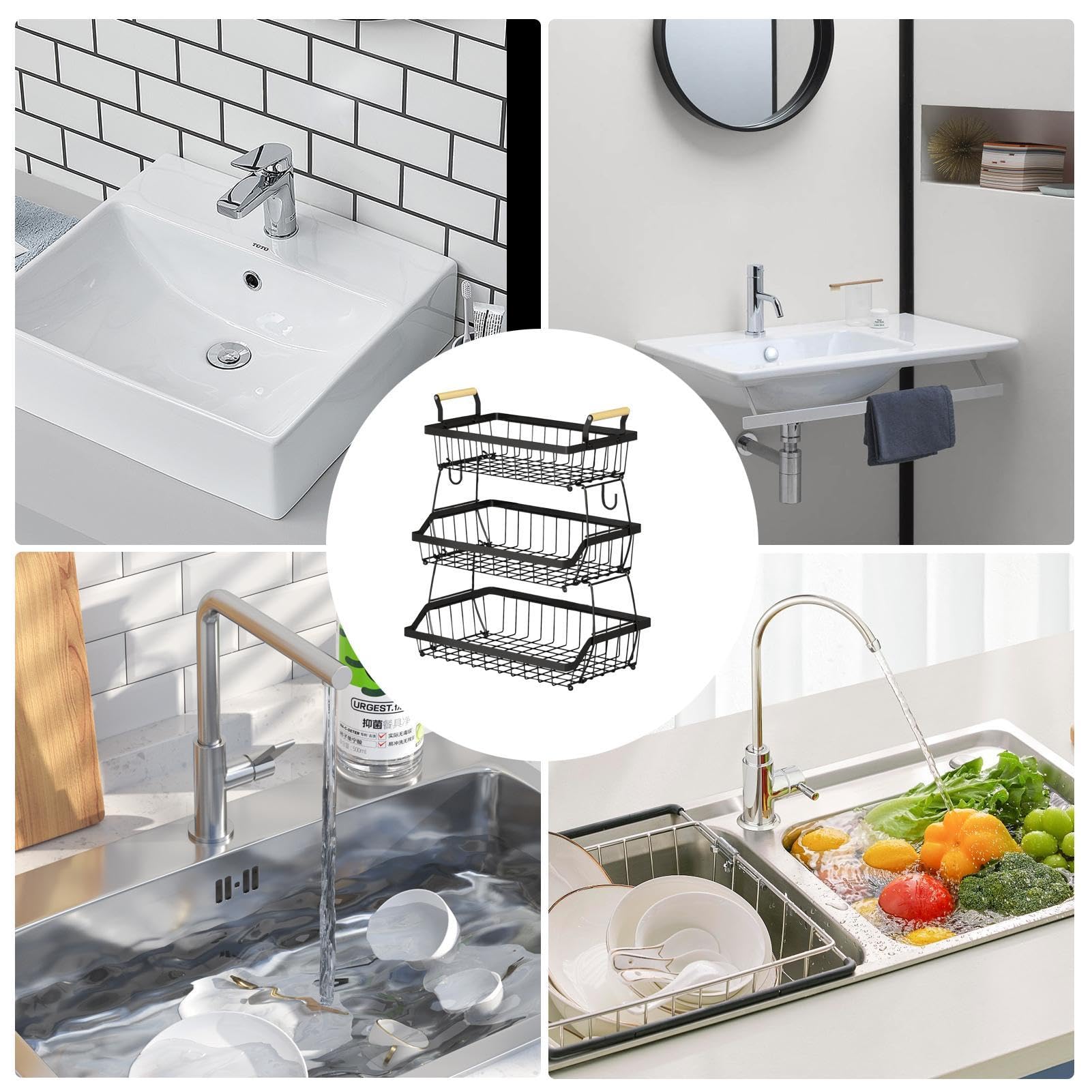 Organisateur De Fruits De Cuisine, Rangement De Fruits Sur Le Plan De Travail De La Cuisine, Panier à Légumes Et à Fruits En Métal, Organisateur