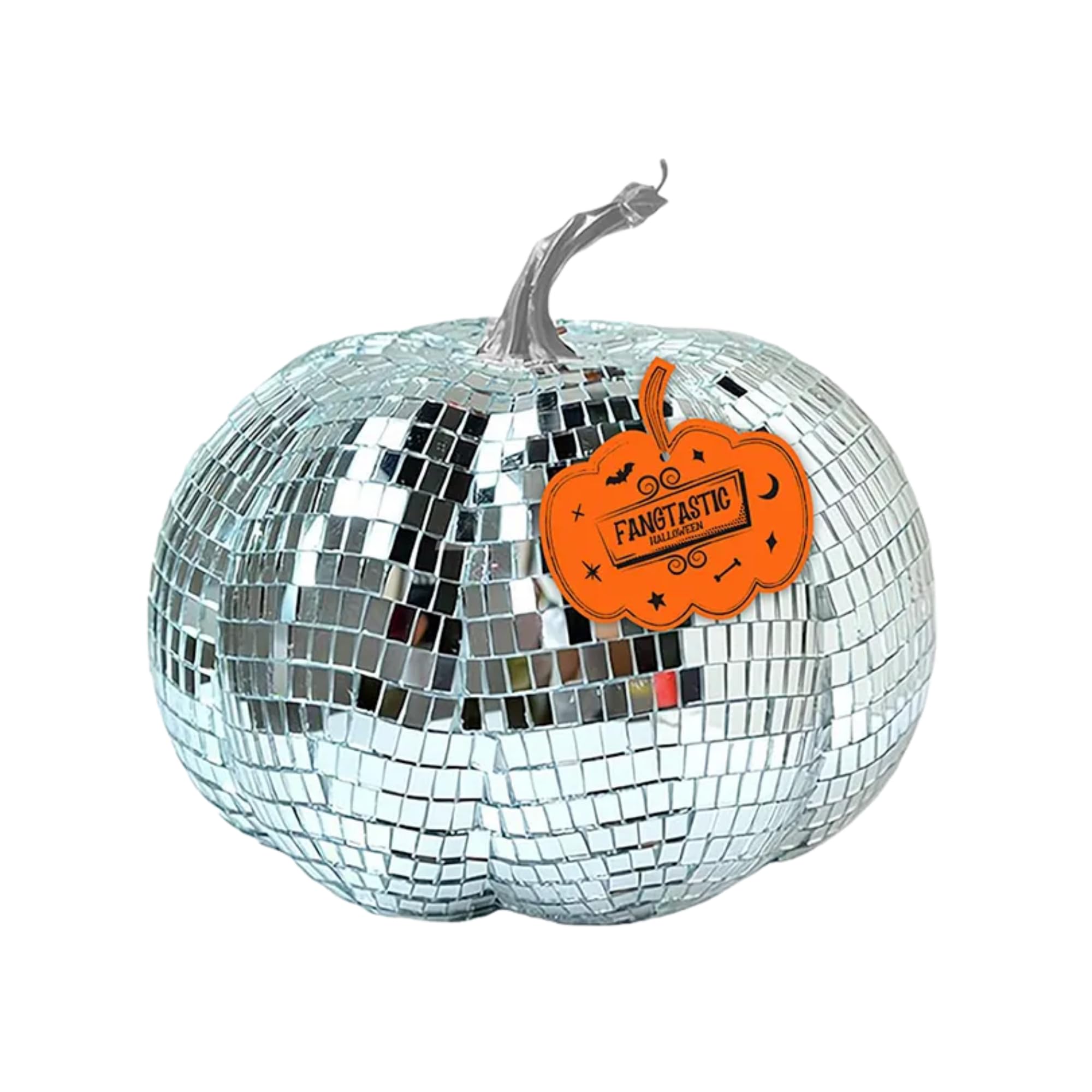 Disco Pumpkin Silver Stem Autumn Halloween Party Decorations Glitter Ornament
