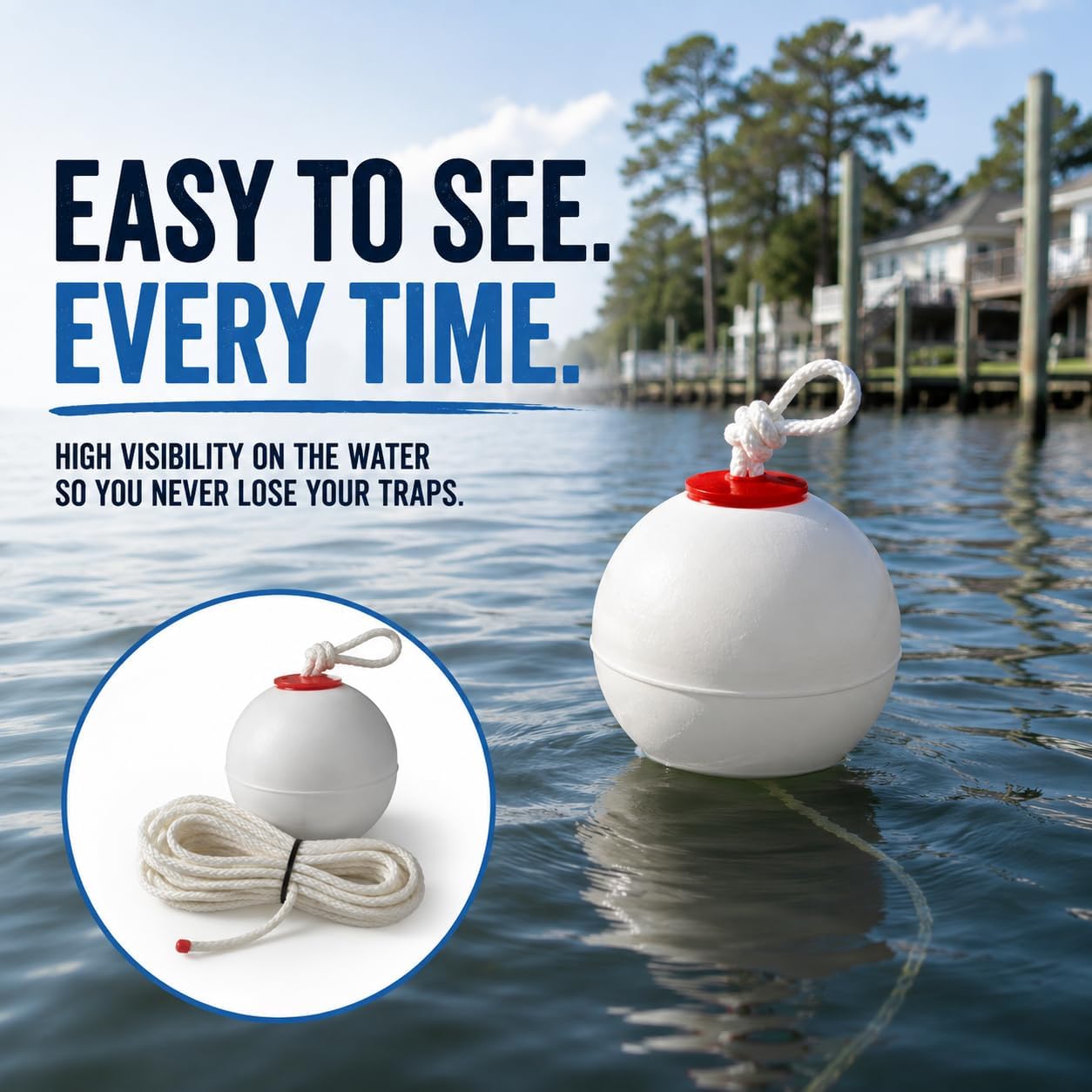 6" PVC Fishing Buoy – Trap Marker Float for Crab, Lobster & Fishing Gear – Multiple Colors for State Regulations image 3