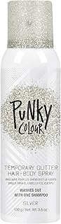 Punky Temporary Hair and Body Glitter Spray Silver – Glitters Hairspray,...