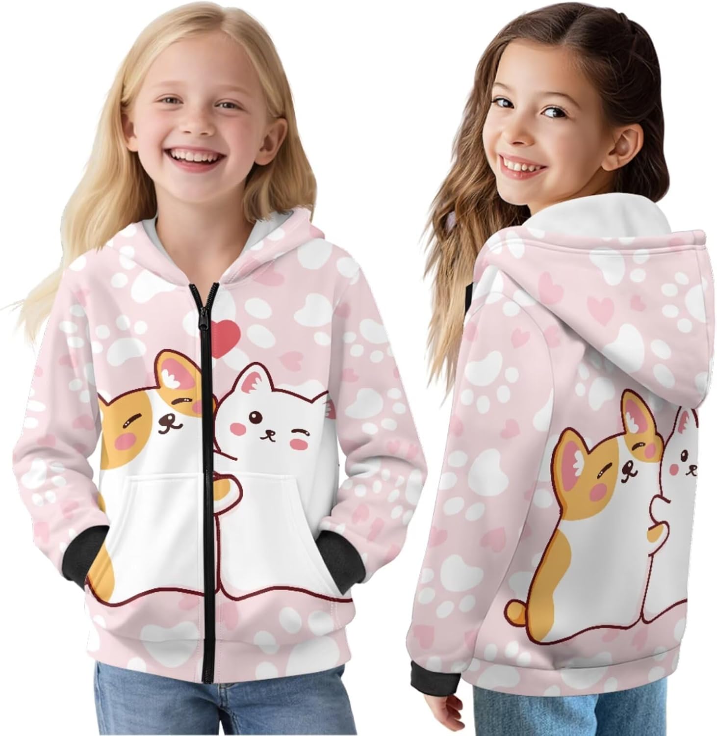 Bulopur Kids Hoodies For Girls Fuzzy Sweatshirt Long Sleeve Thick Full Zip Soft Sweatshirts Jackets Fall Winter Outfits