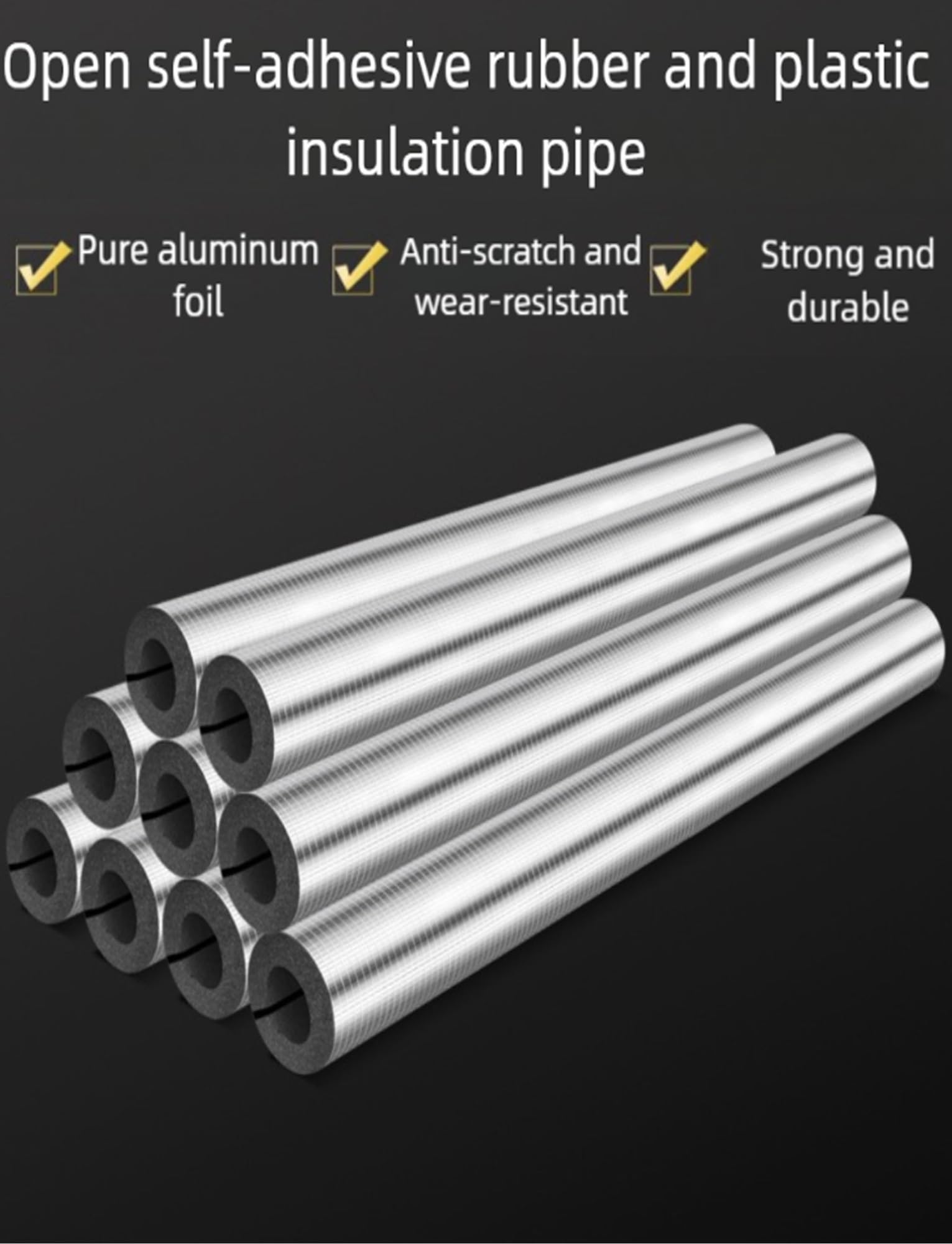 5 unidades de cubierta de aluminio for tuberías,revestimiento autoadhesivo termoaislante de 3cm de espesor(L39 pulgadas), for protección contra congelamiento(Id-32.5cm)