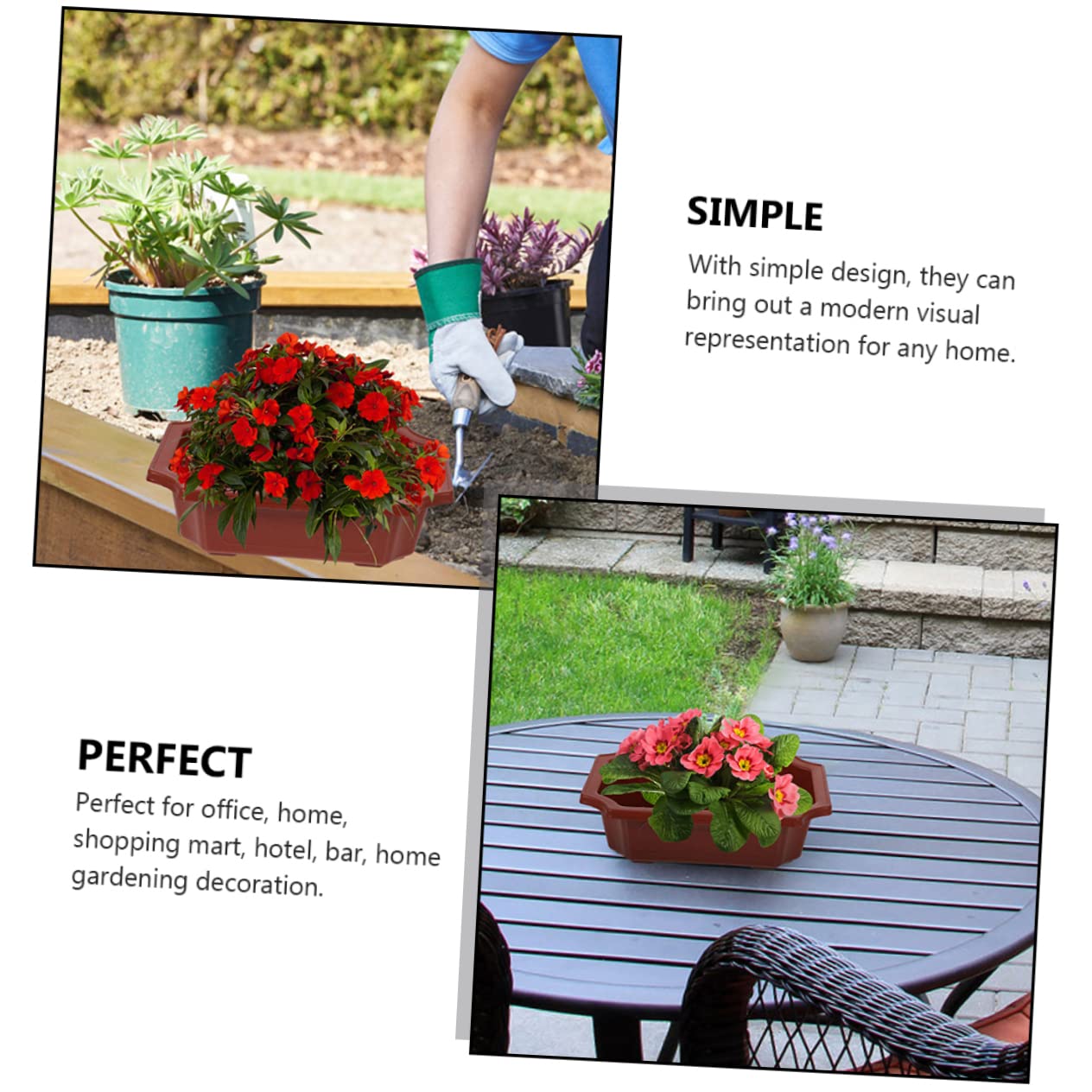 ABOOFAN Lot De 5 Pots De Fleurs en Plastique avec Trous De Drainage pour Succulentes, Jardinière Rectangulaire 34,5x24,5x10 Cm, Décoration Balcon Intérieur Et Extérieur