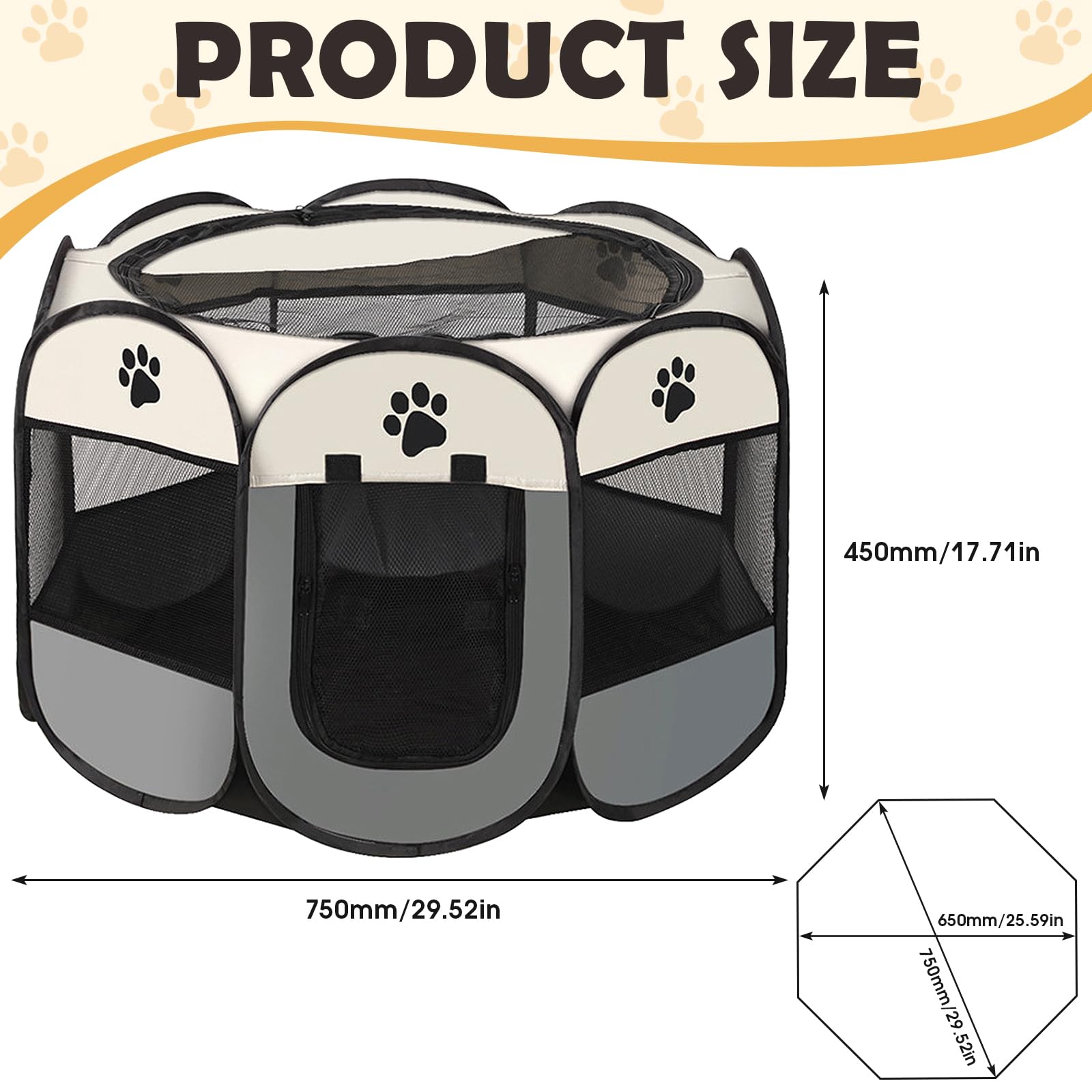 Welpenauslauf Faltbare Hundebox für Zuhause Welpenlaufstall 74x74x43cm Katzengehege für Drinnen Outdoor Hundekäfig Hundezelt Freilaufgehege Kaninchen Laufstall Katze Hund Katzen Zelt Kleintiergehege