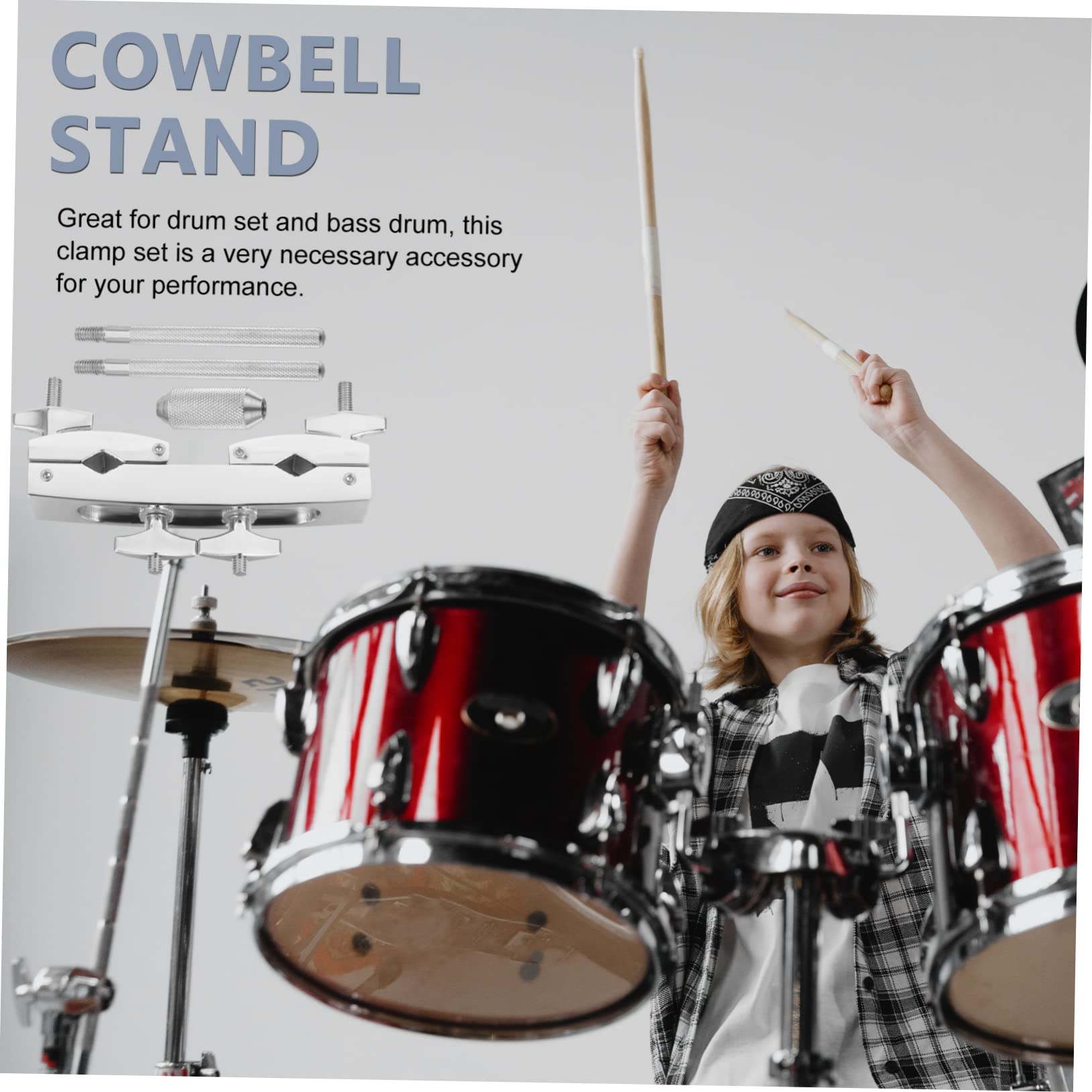 ifundom Drum Multi Clamp Cowbell Extension Holder Easy Install Drum Mounted Cowbell Bracket