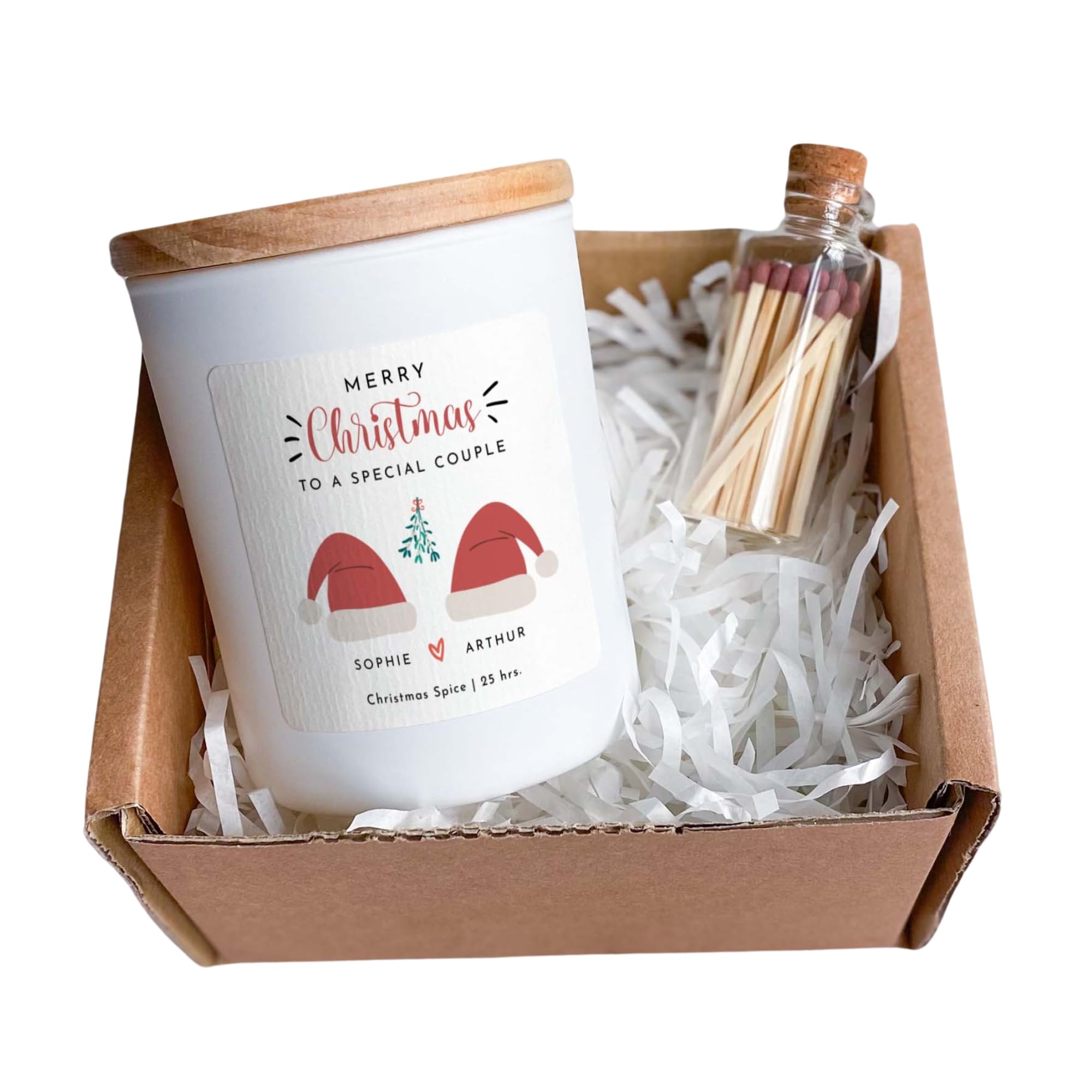 Personalised Christmas Gift for a Couple Merry Christmas To A Special Couple Scented Candle With Names Gift Set Newlywed Vegan Xmas Present