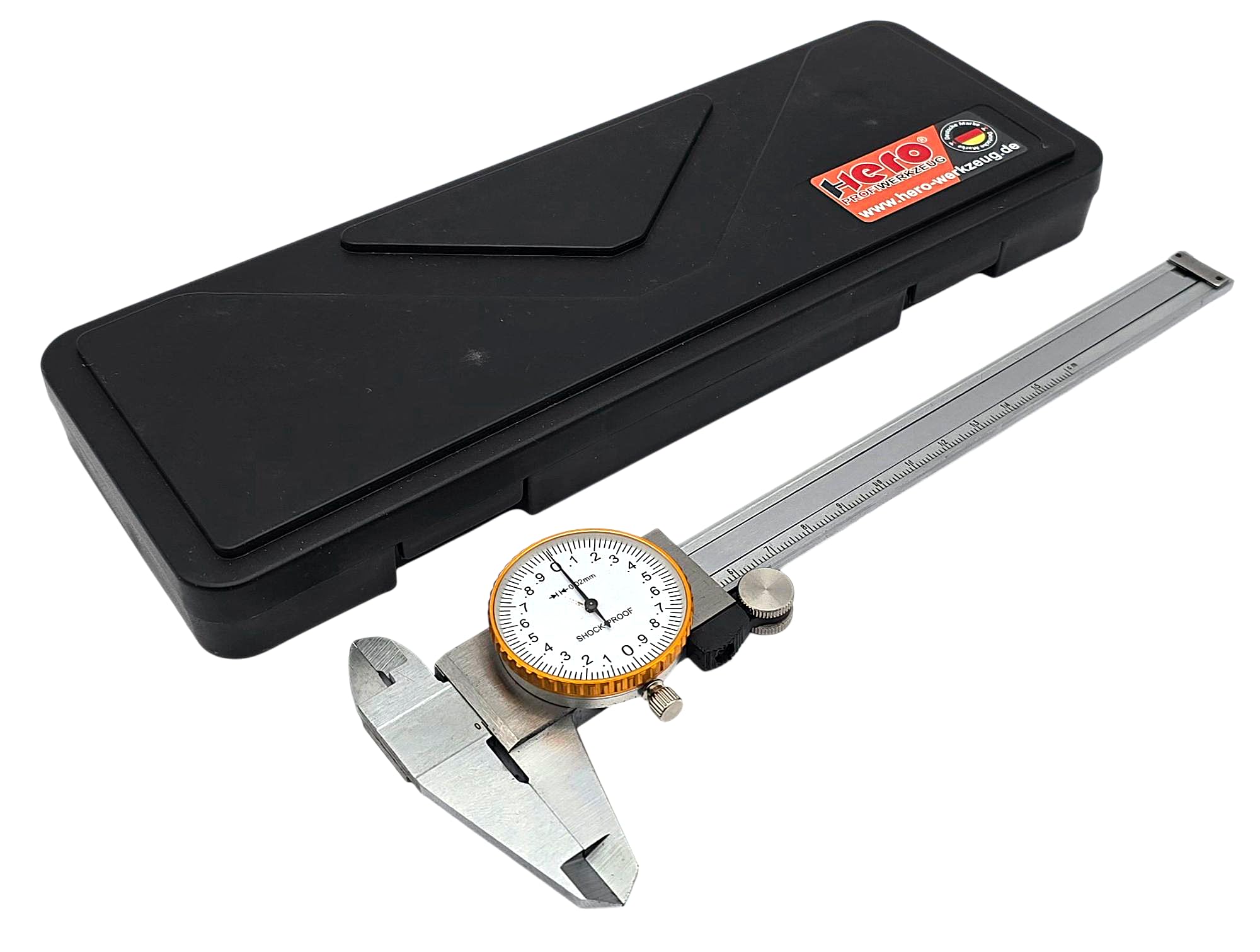 HERO Messschieber 150mm Uhrenmessschieber Präzisionsmessschieber Schieblehre Messschieblehre Meßuhr Analog 0,02 mm mit Feststellschraube für Haushalt und Industrie Messung Stoßfestes Messwerkzeug