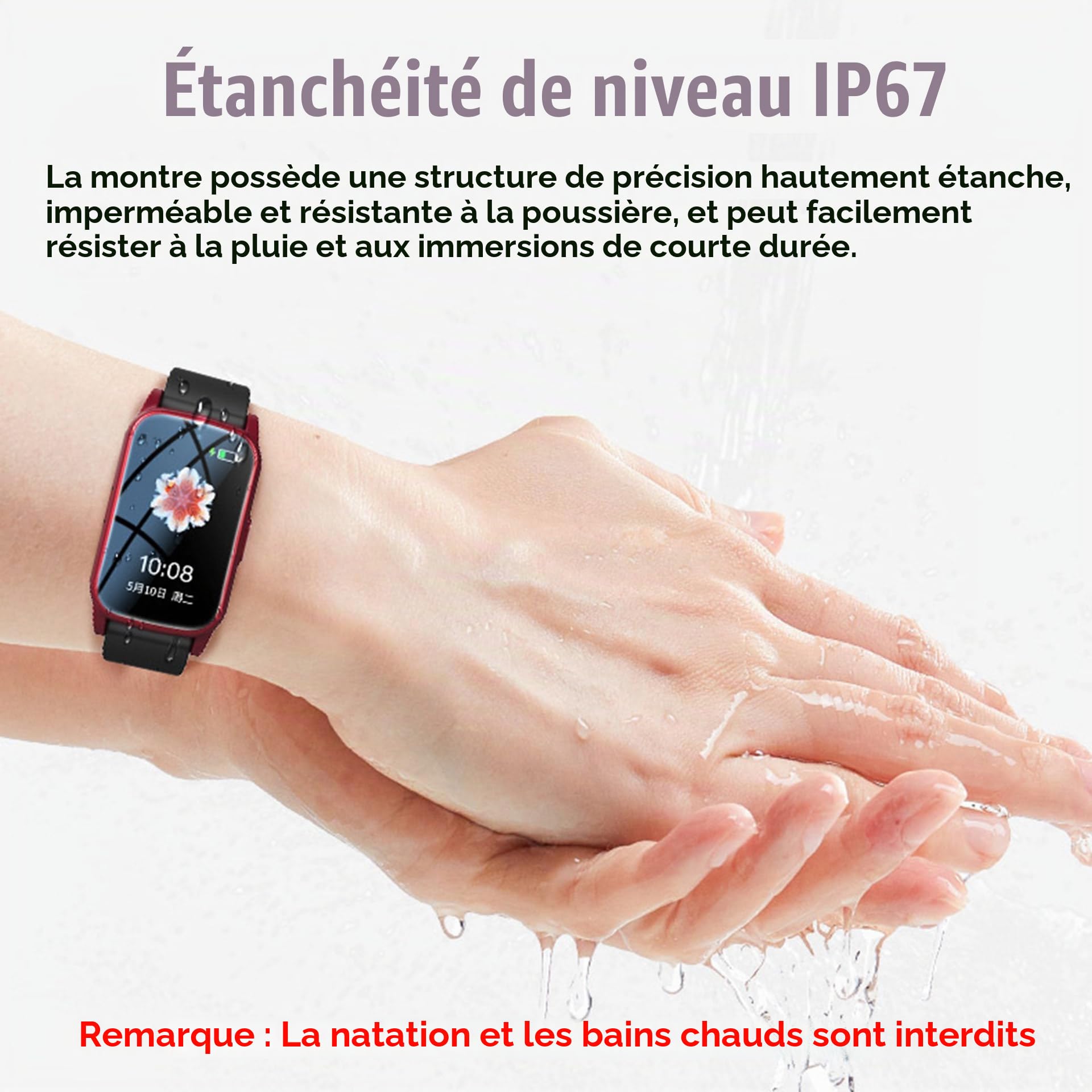 Alarme Personne Agee, Bracelet Alarme Personne Agee, Montre Sos Senior avec Appel Vidéo HD, Étanchéité IP67 Et Appel Vocal HD, Bracelet GPS Alzheimer,Red