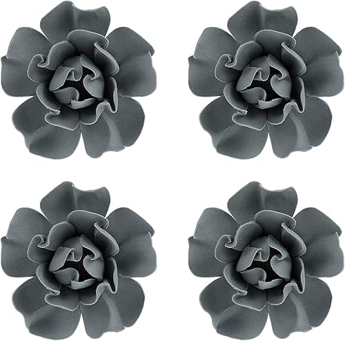 Garneck 4 piezas de cerámica de flores de pared decorativas 3D de peonía artificial arte de pared para colgar dormitorio, sala de estar, casa de la