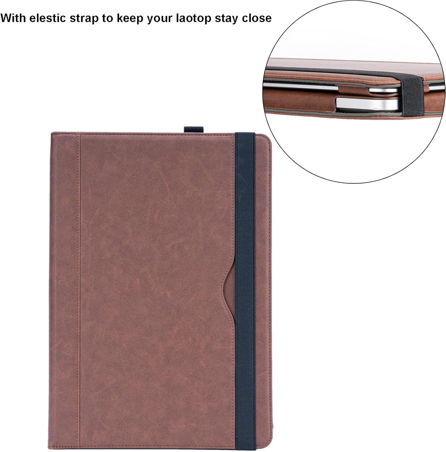 TYTX Compatible with MacBook Pro 14 Inch Leather Case 2025 2024 2023 2022 2021 Release M5 A3434 M4 A3112 A3185 A3401 M3 A2918 A2992 M2 A2779 M1 A2442, Protective Folio Book Cover, Dark Brown - Image 4