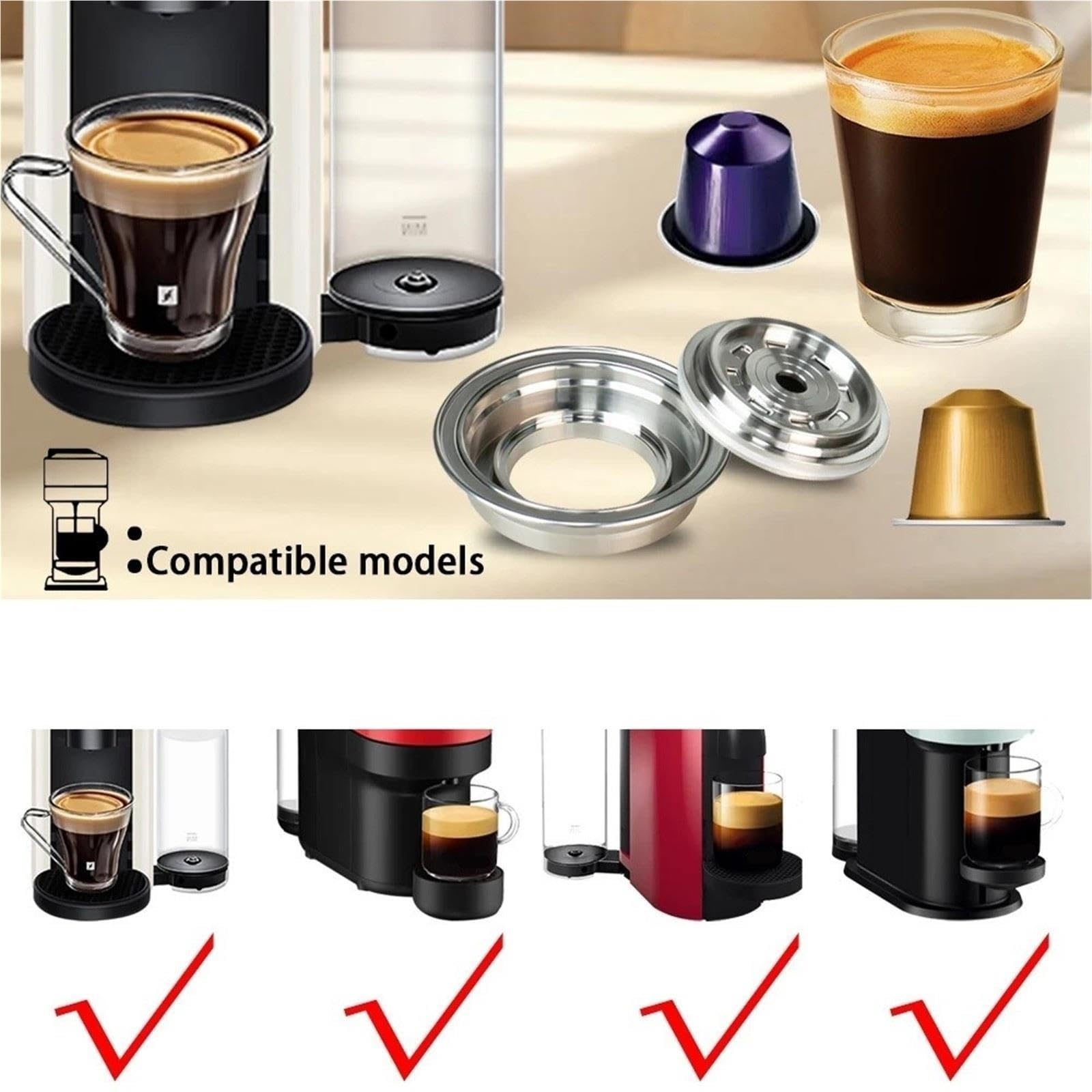 Convertitore Per Capsule Di Caffè Riutilizzabili In Acciaio Inossidabile, Convertitore Her Con 4 Adesivi Per Capsule, Adattatore Per Accessori Per Macchina Da Caffè